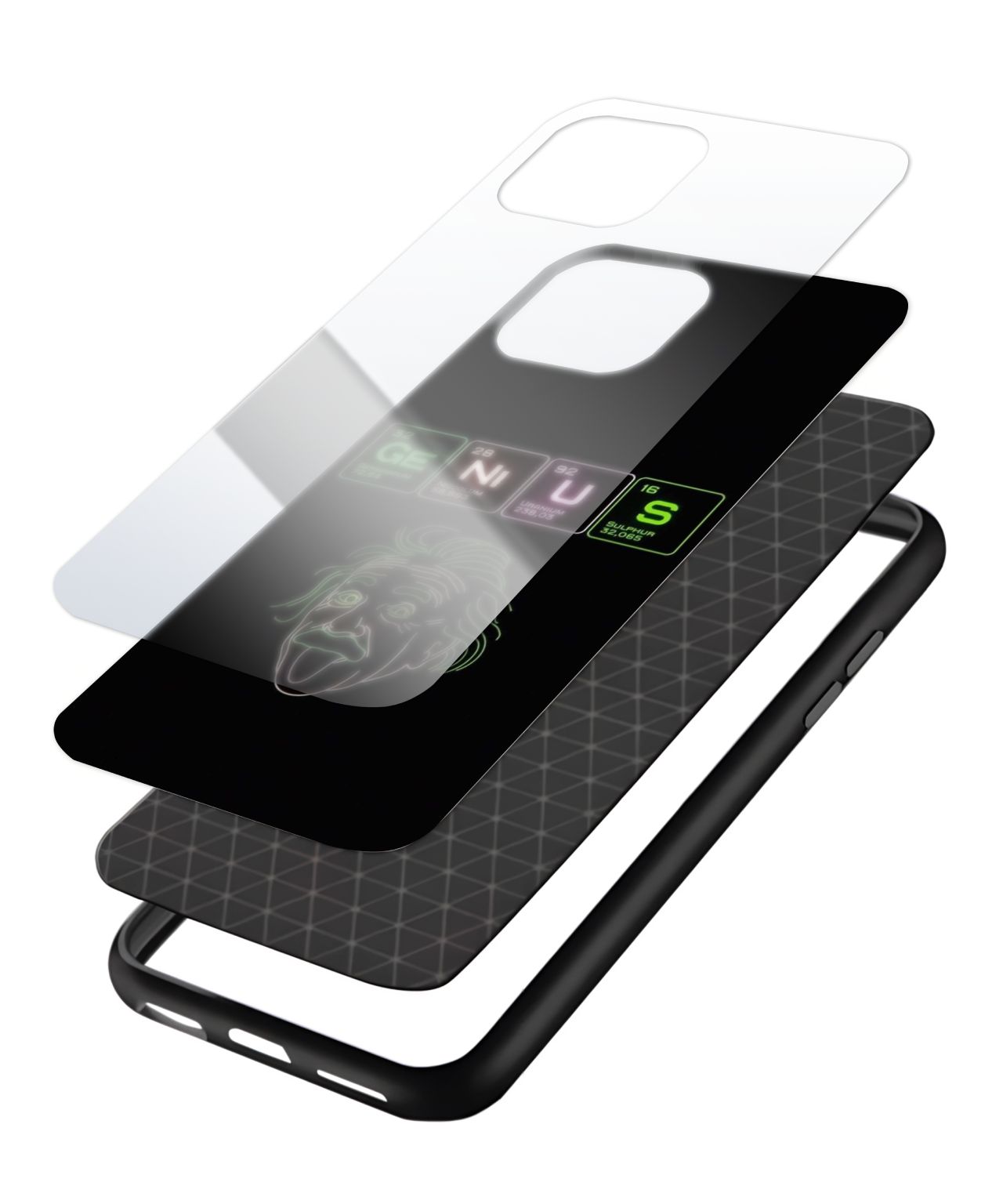 Albert Einstein Genius Element Design Glass/Metal Phone Case