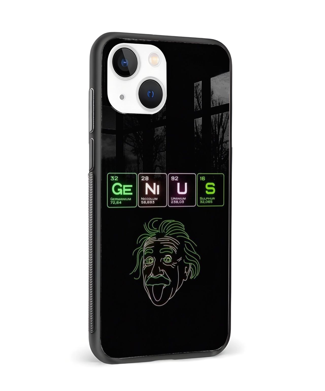 Albert Einstein Genius Element Design Glass/Metal Phone Case