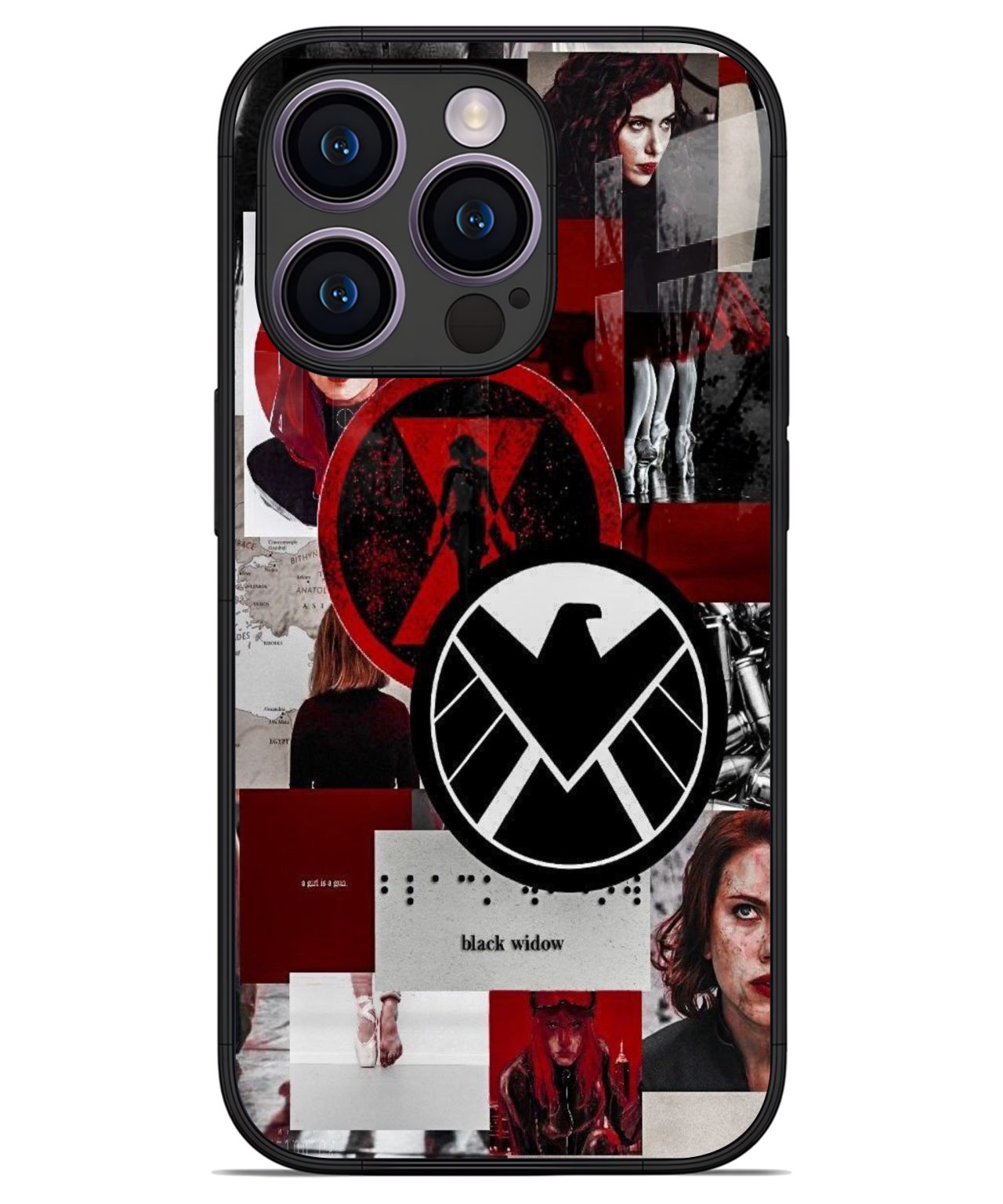Black Widow Shield Emblem iphone 14 pro back cover 1