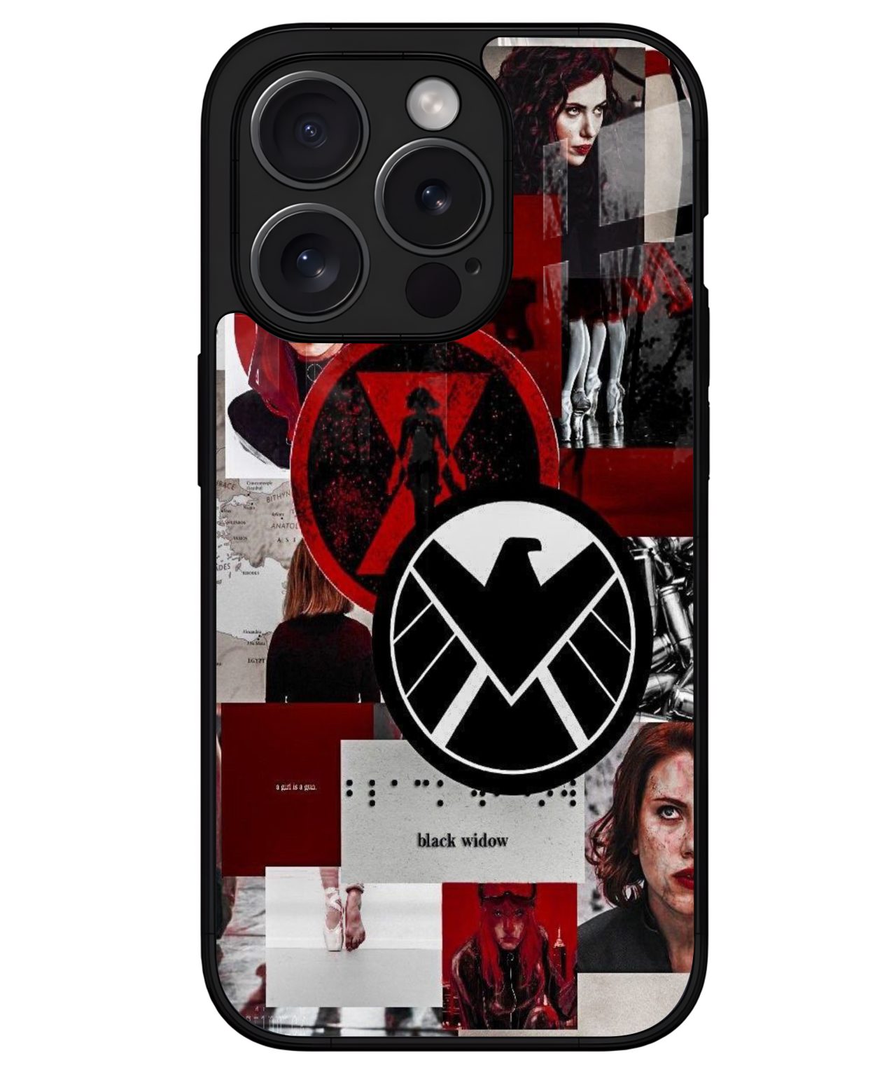 Black Widow Shield Emblem iphone 15 pro max back cover 1