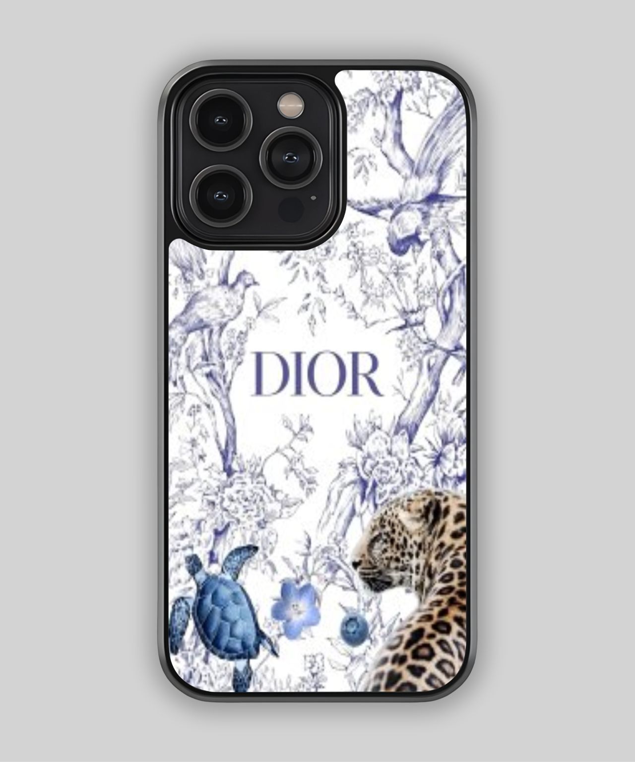 Christian Dior Blue Floral and Animal Design Phone Case 1