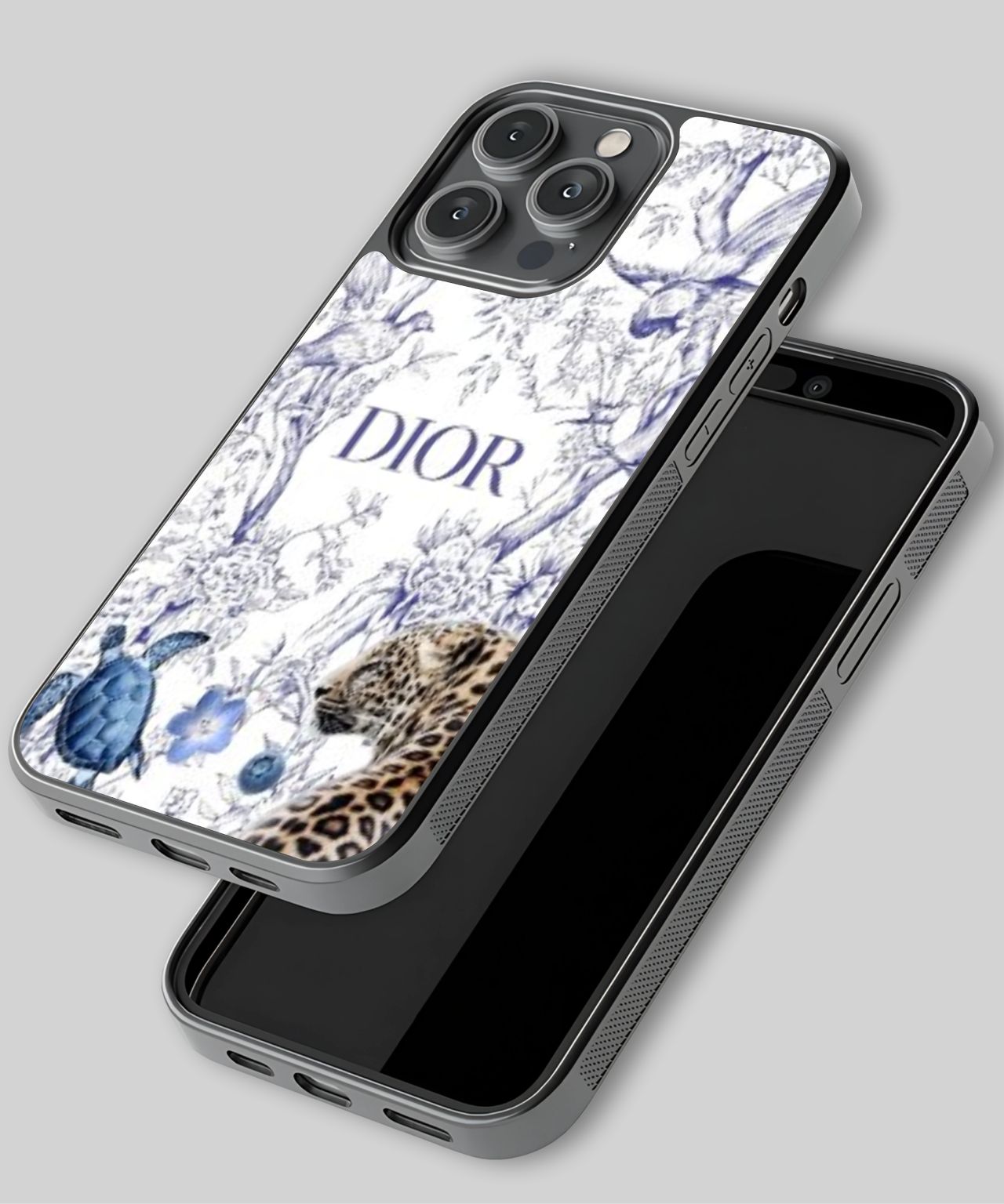 Christian Dior Blue Floral and Animal Design Phone Case 3