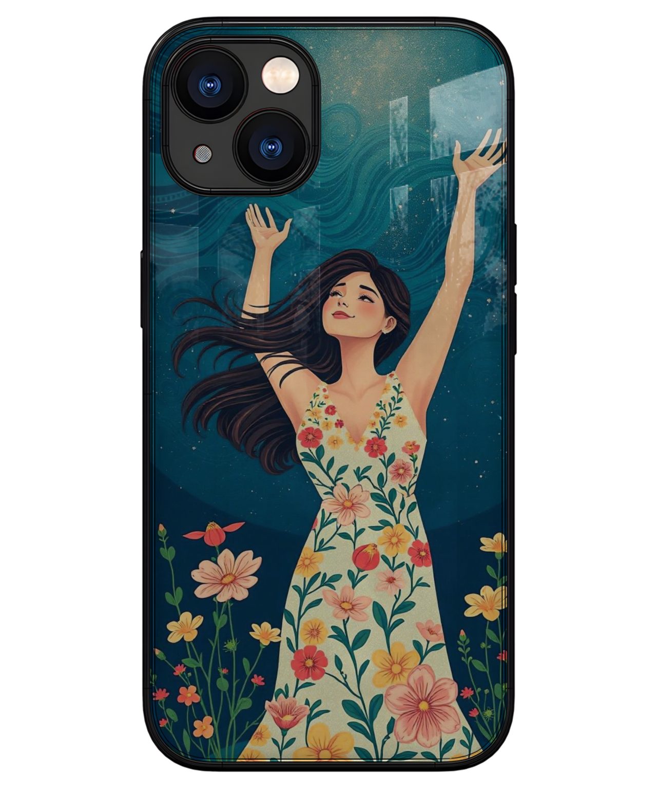 Floral Joyful Woman iphone 13 back cover 1