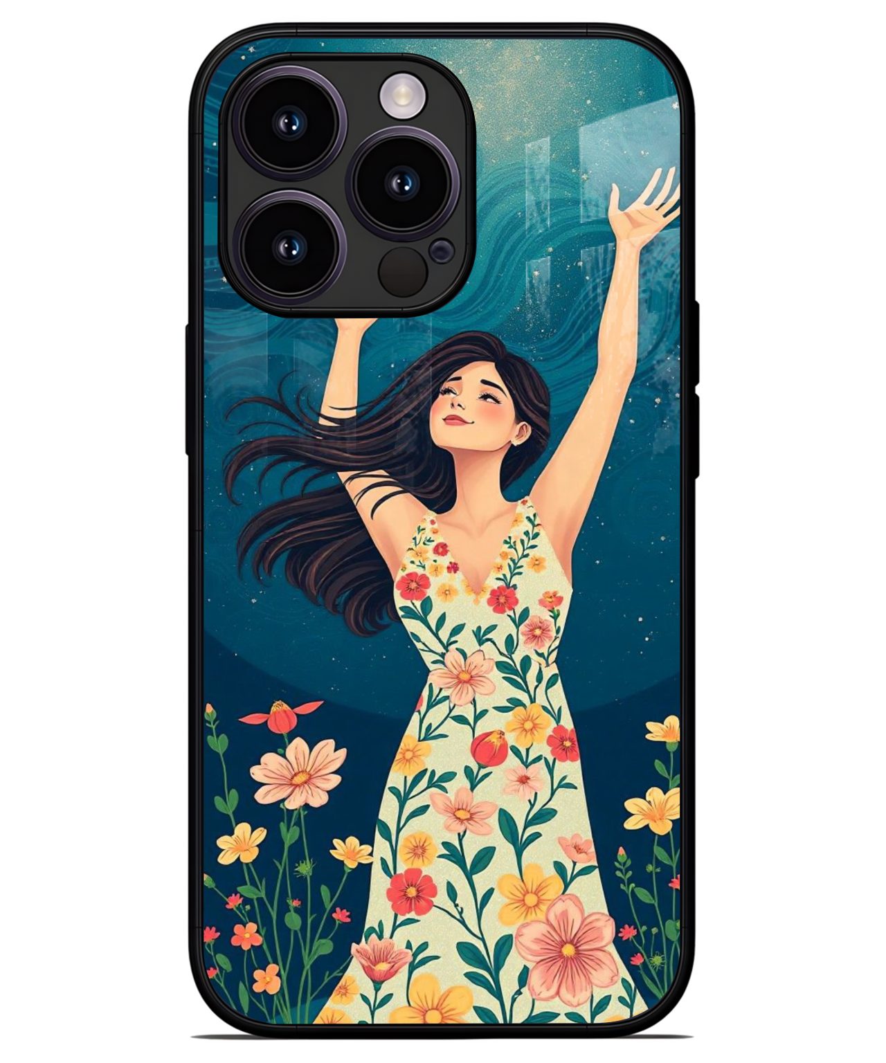 Floral Joyful Woman iphone 13 pro back cover 1