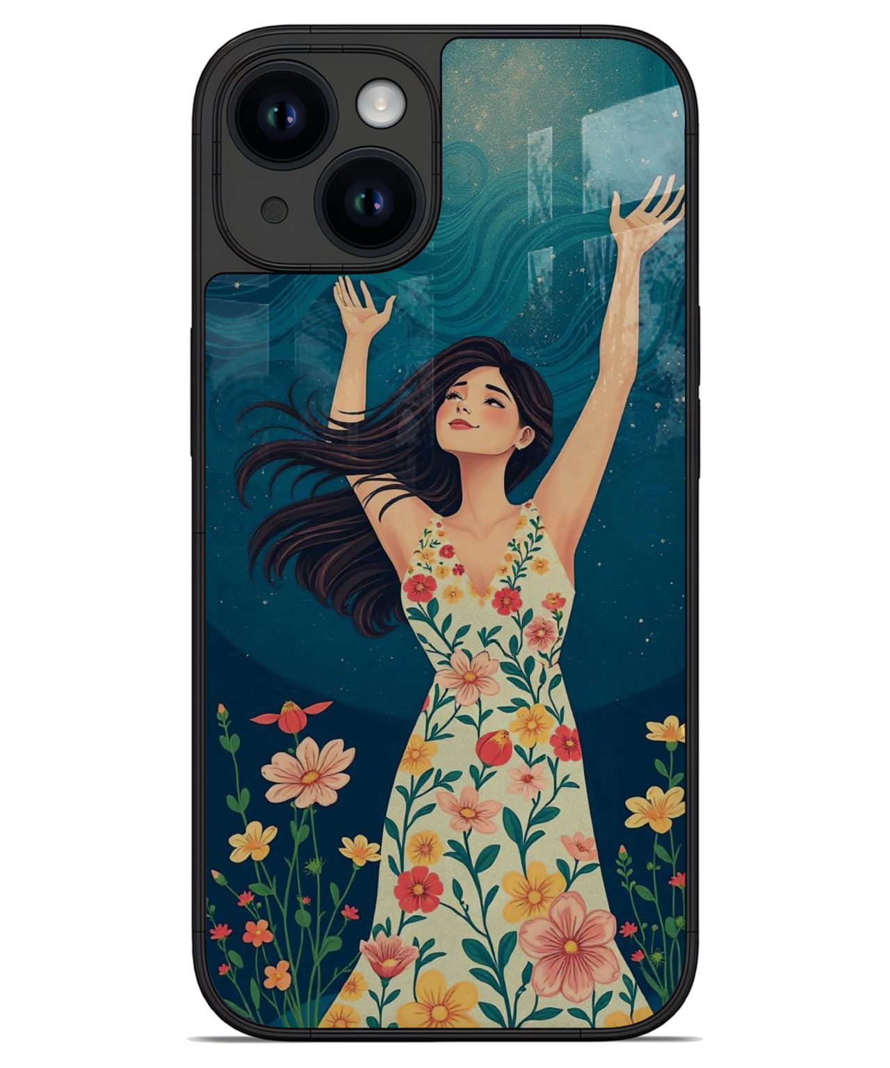 Floral Joyful Woman iphone 14 back cover 1