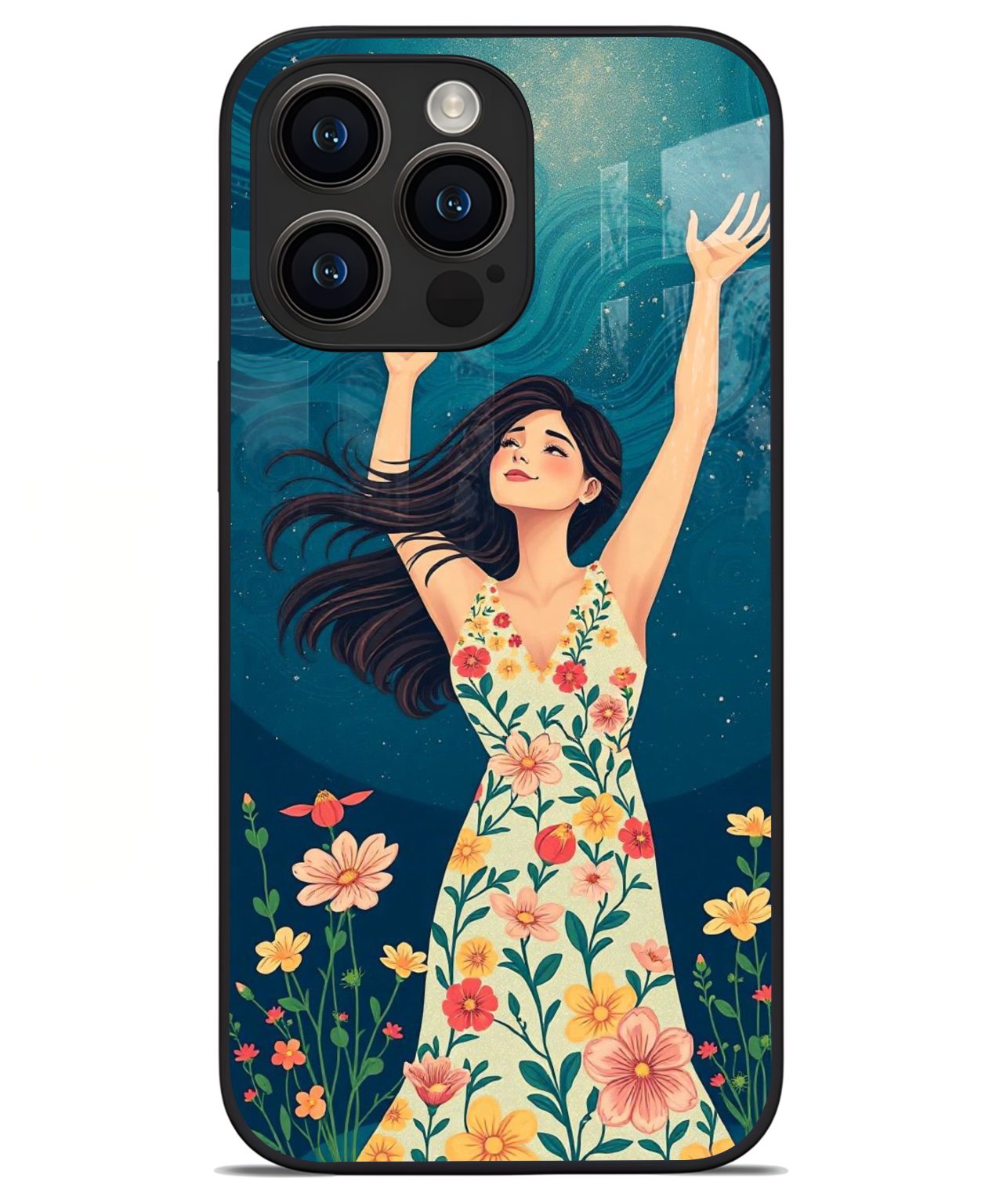 Floral Joyful Woman iphone 14 pro max back cover 1