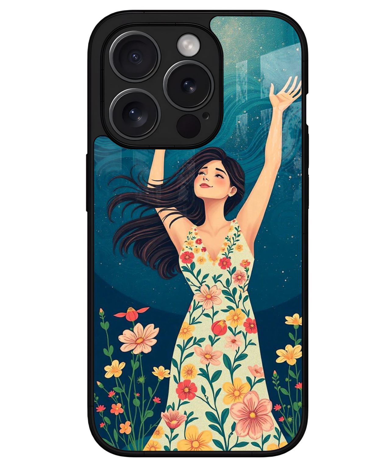 Floral Joyful Woman iphone 15 pro max back cover 1