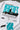 Model wearing white POPCASE George Russell Mercedes oversized t shirt with star logo on chest and teal MERCEDES race car back graphic