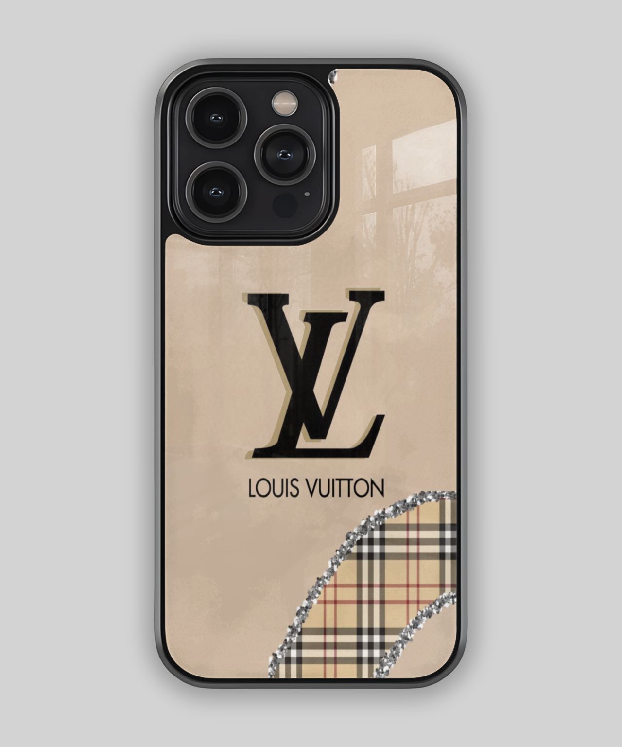 Louis Vuitton Monogram Phone Case with Plaid Design