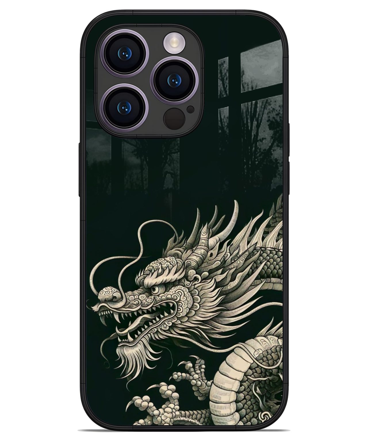 Mystic Dragon Monochrome iphone 14 pro back cover 1