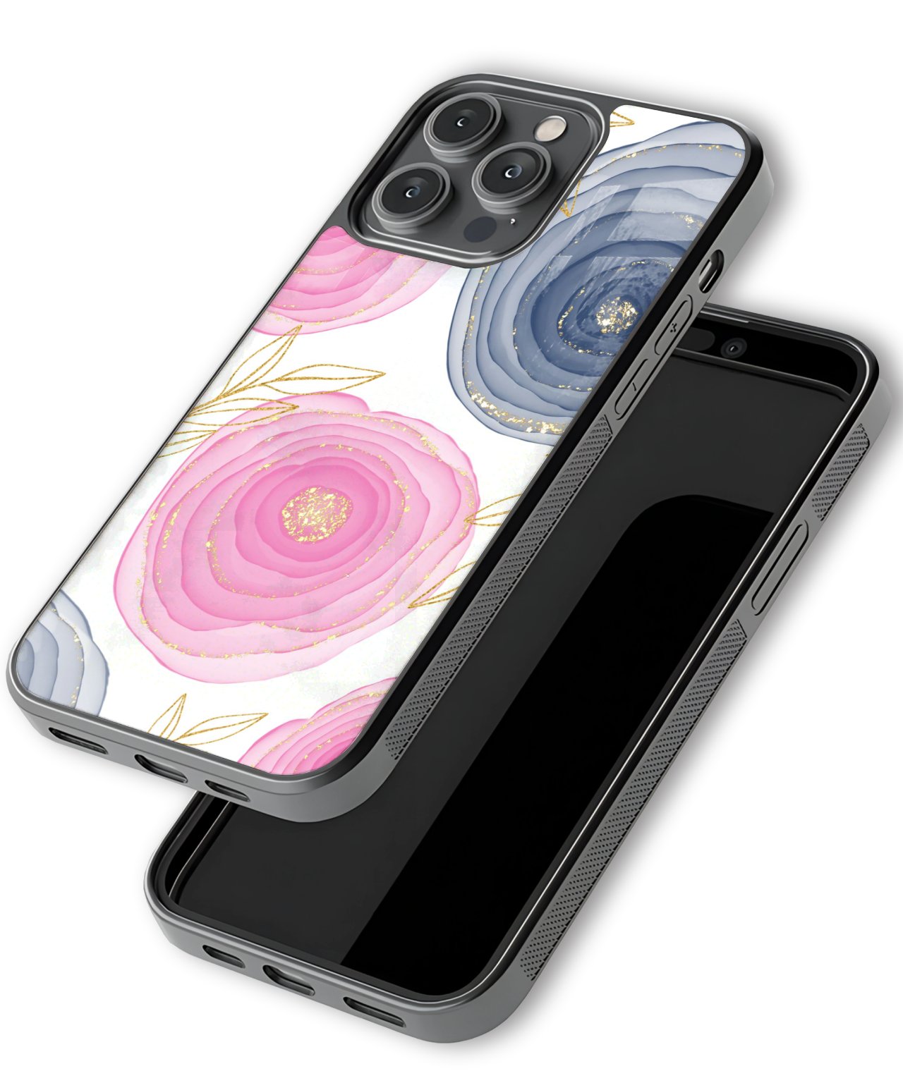 Phone case with floral design on a white background