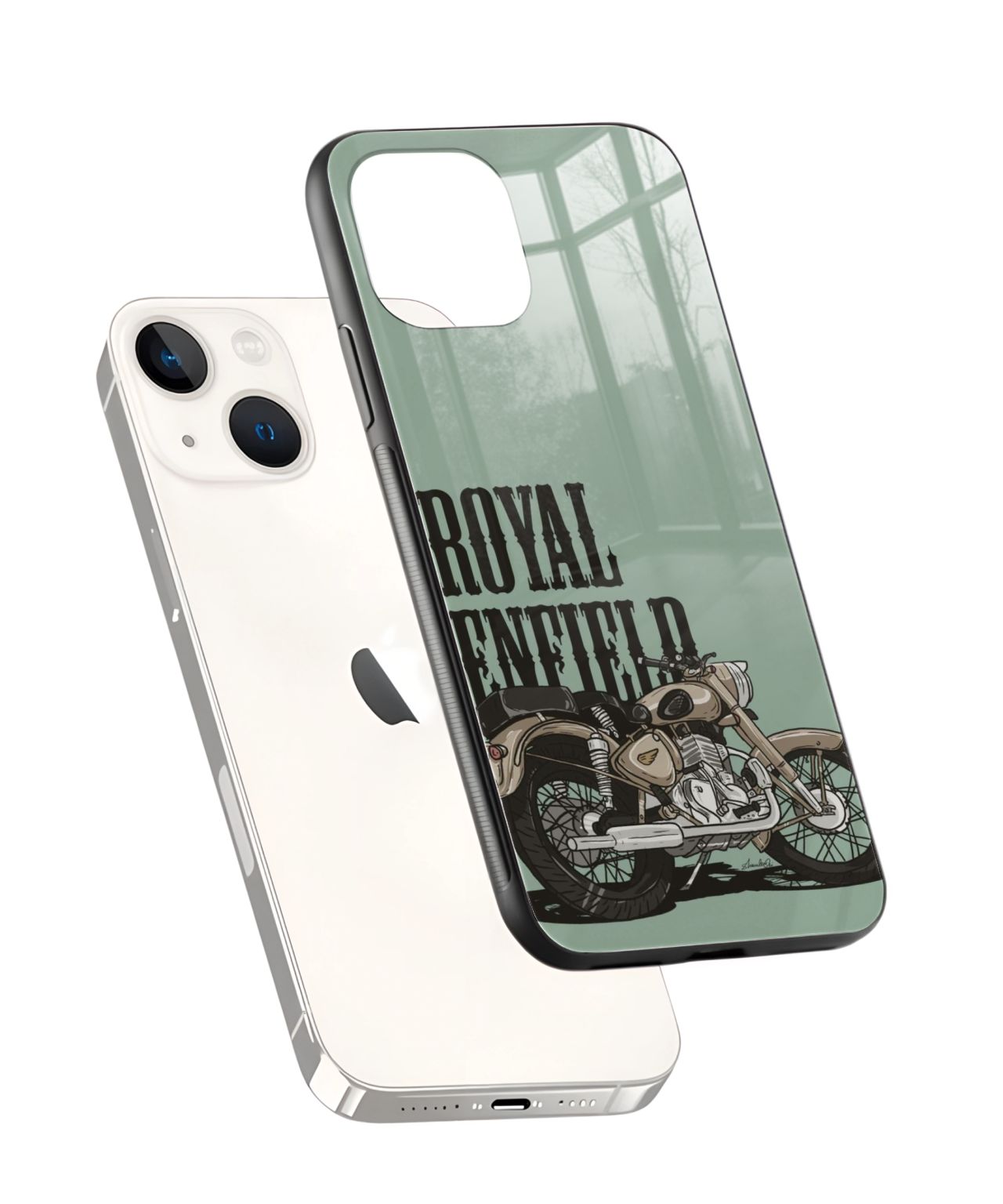 Royal Enfield Classic Motorcycle Tempered Glass/Metal Phone Case 2