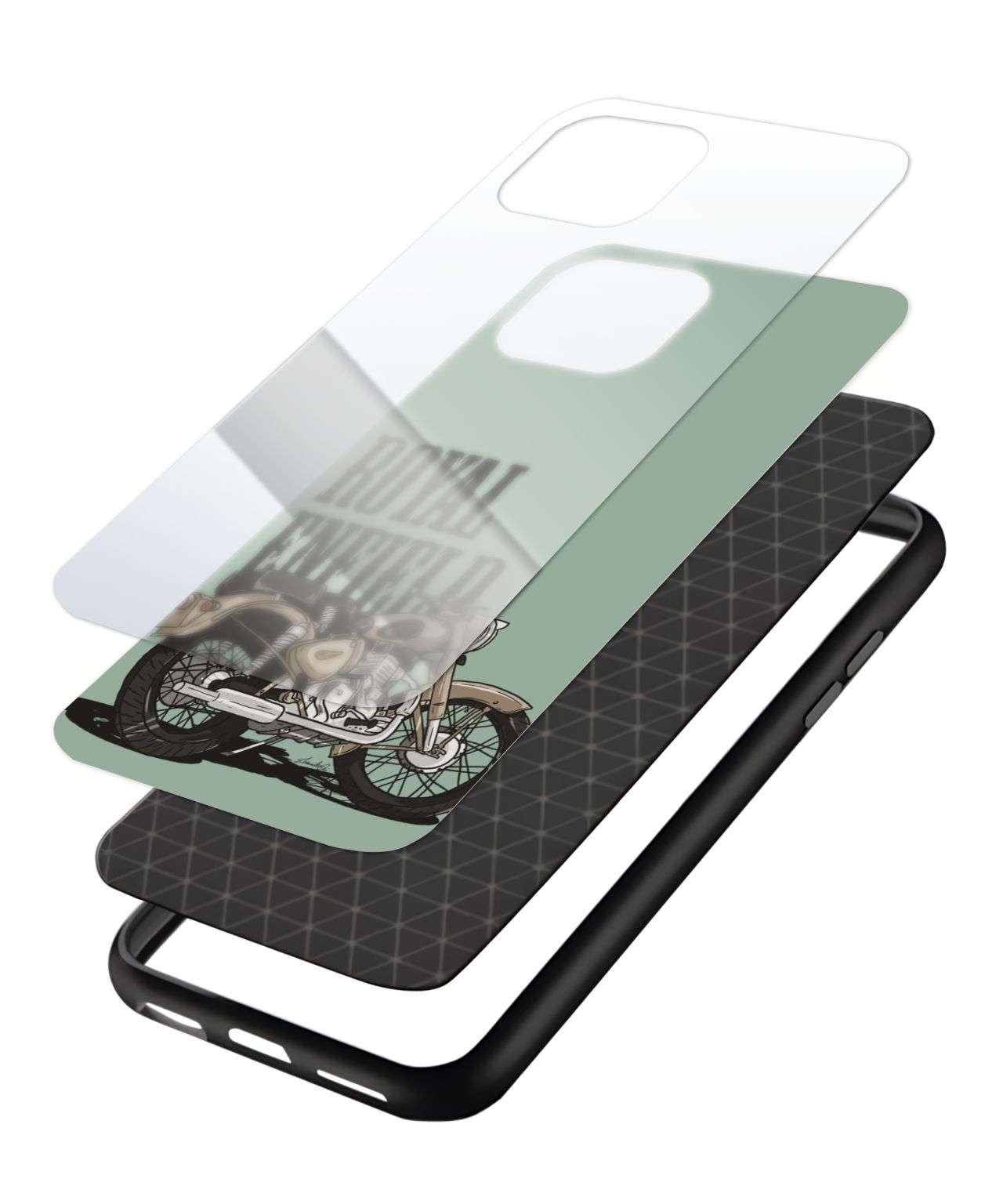 Royal Enfield Classic Motorcycle Tempered Glass/Metal Phone Case 3