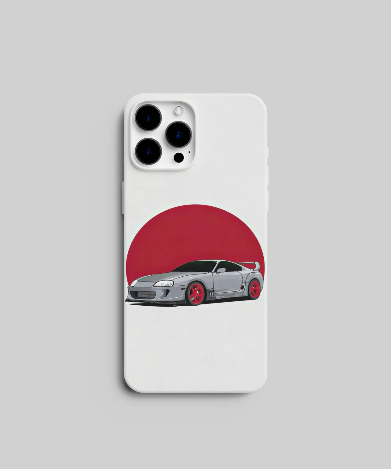 Sleek Car Silhouette & Red Sun Mobile Case 1