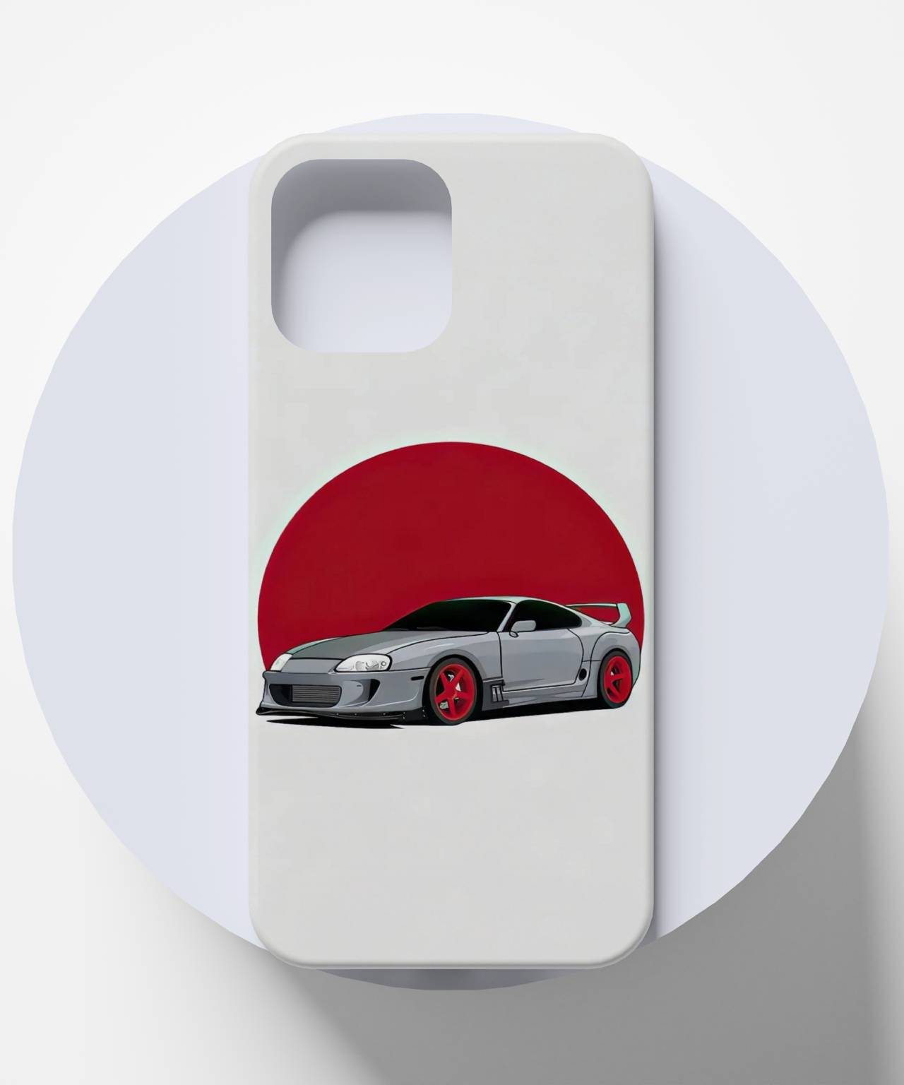 Sleek Car Silhouette & Red Sun Mobile Case 5