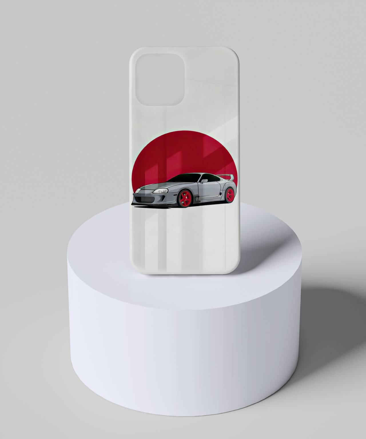 Sleek Car Silhouette & Red Sun Mobile Case 6 glass
