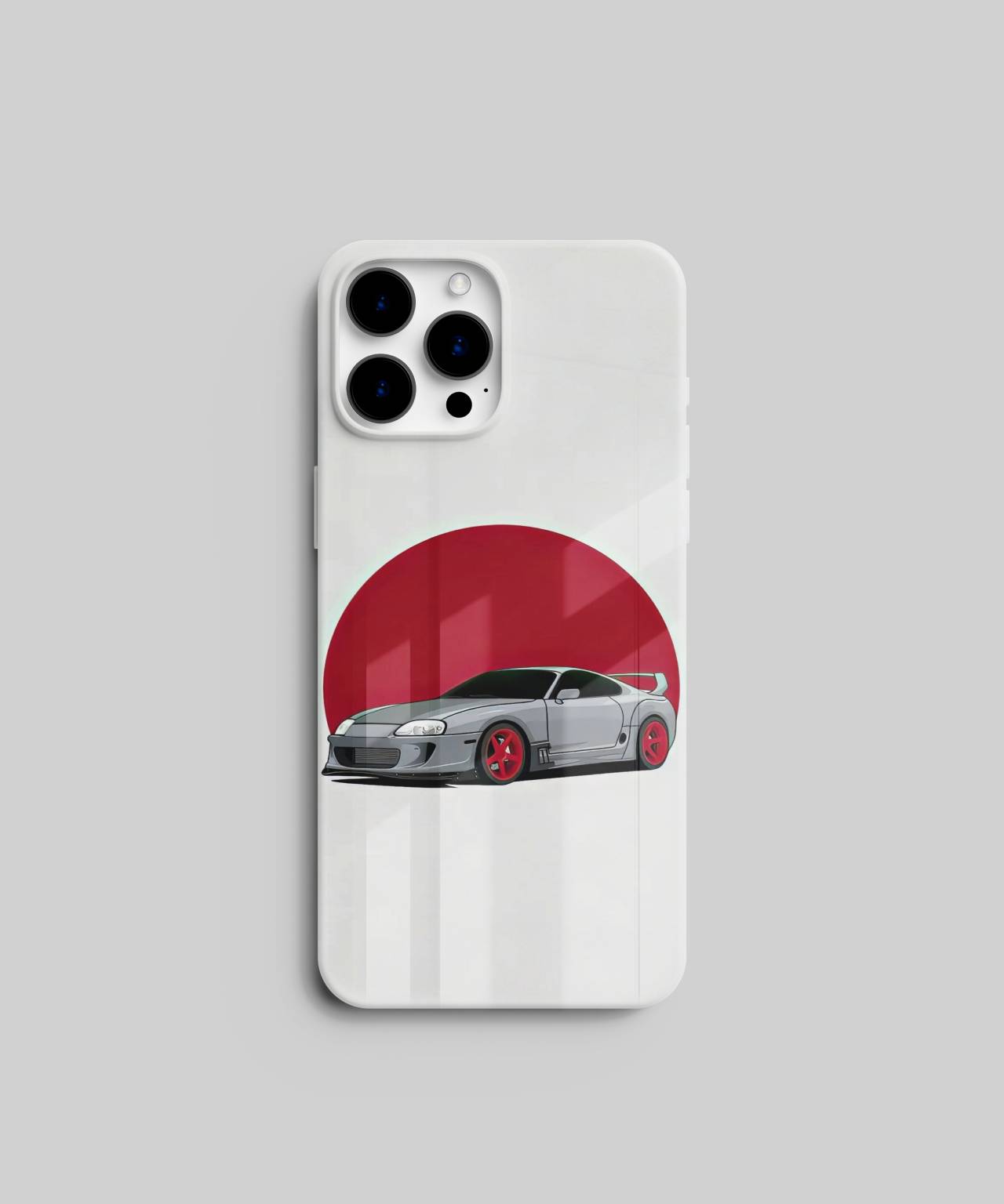 Sleek Car Silhouette & Red Sun Mobile Case 7 glass