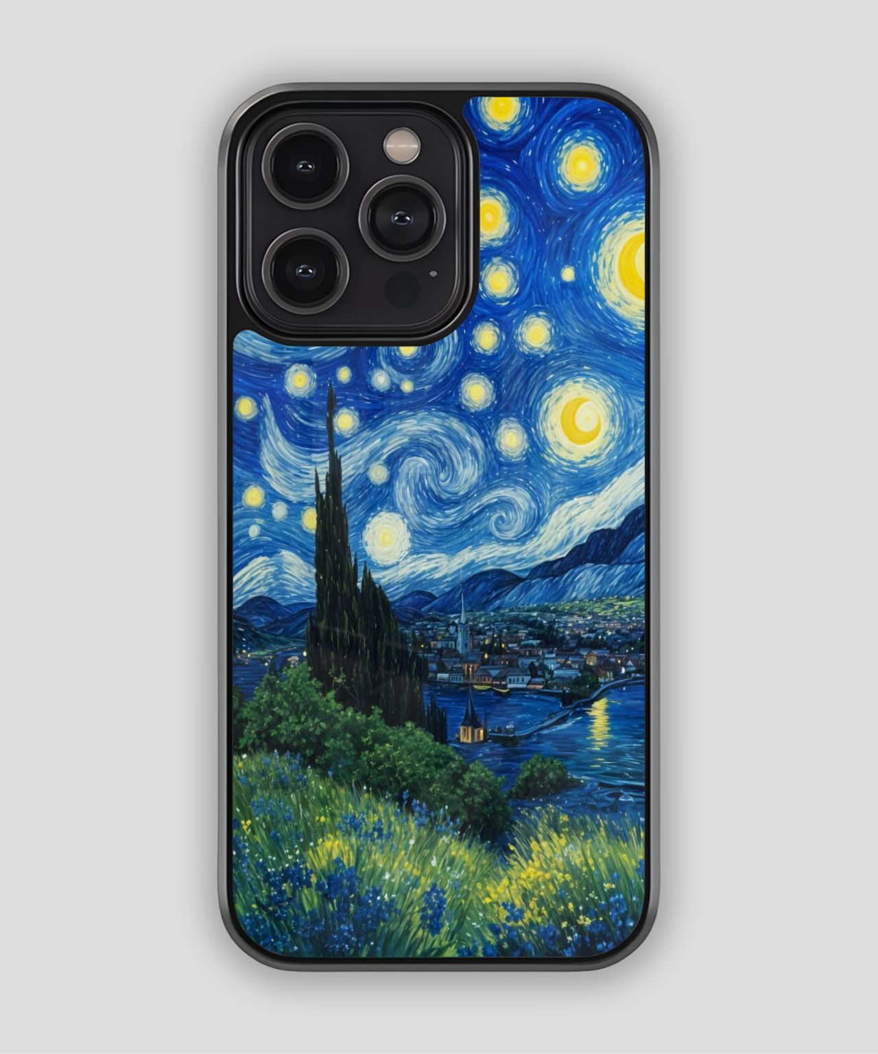 Starry Night Meadow Scene Phone Case 1