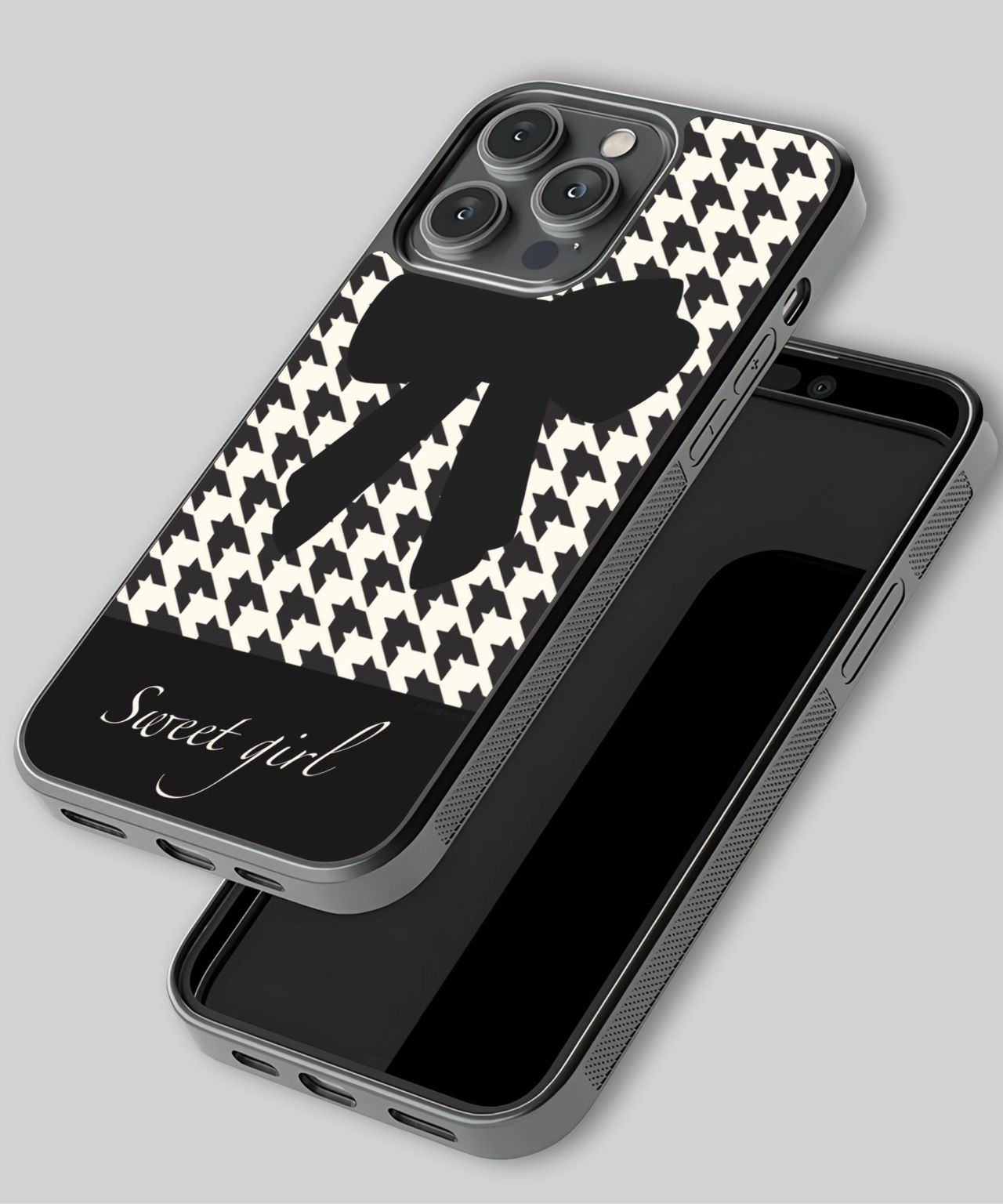 Sweet Girl Bow and Houndstooth Pattern Phone Case 3