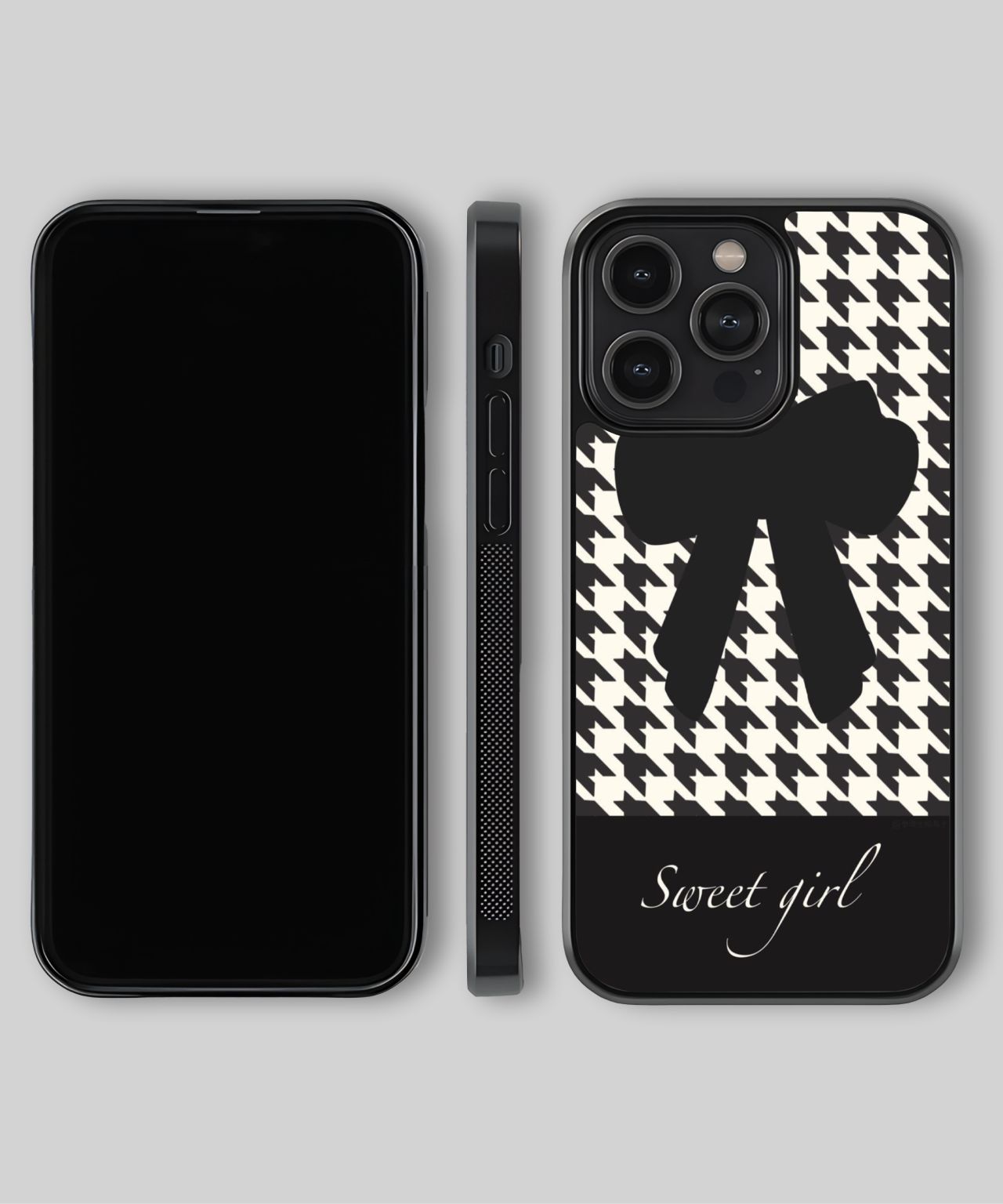 Sweet Girl Bow and Houndstooth Pattern Phone Case 4