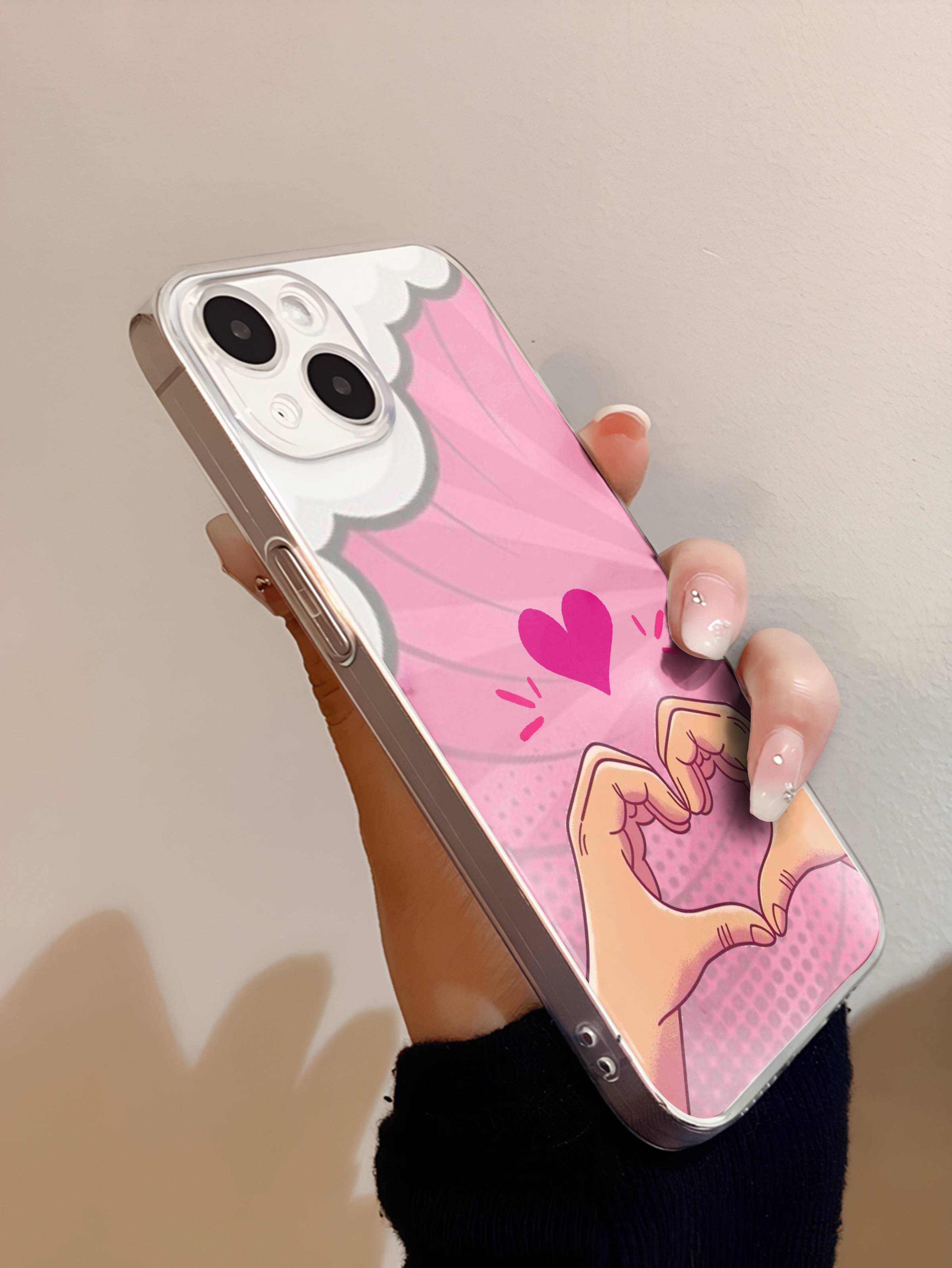 Comic Heart Hands Transparent Mobile Case