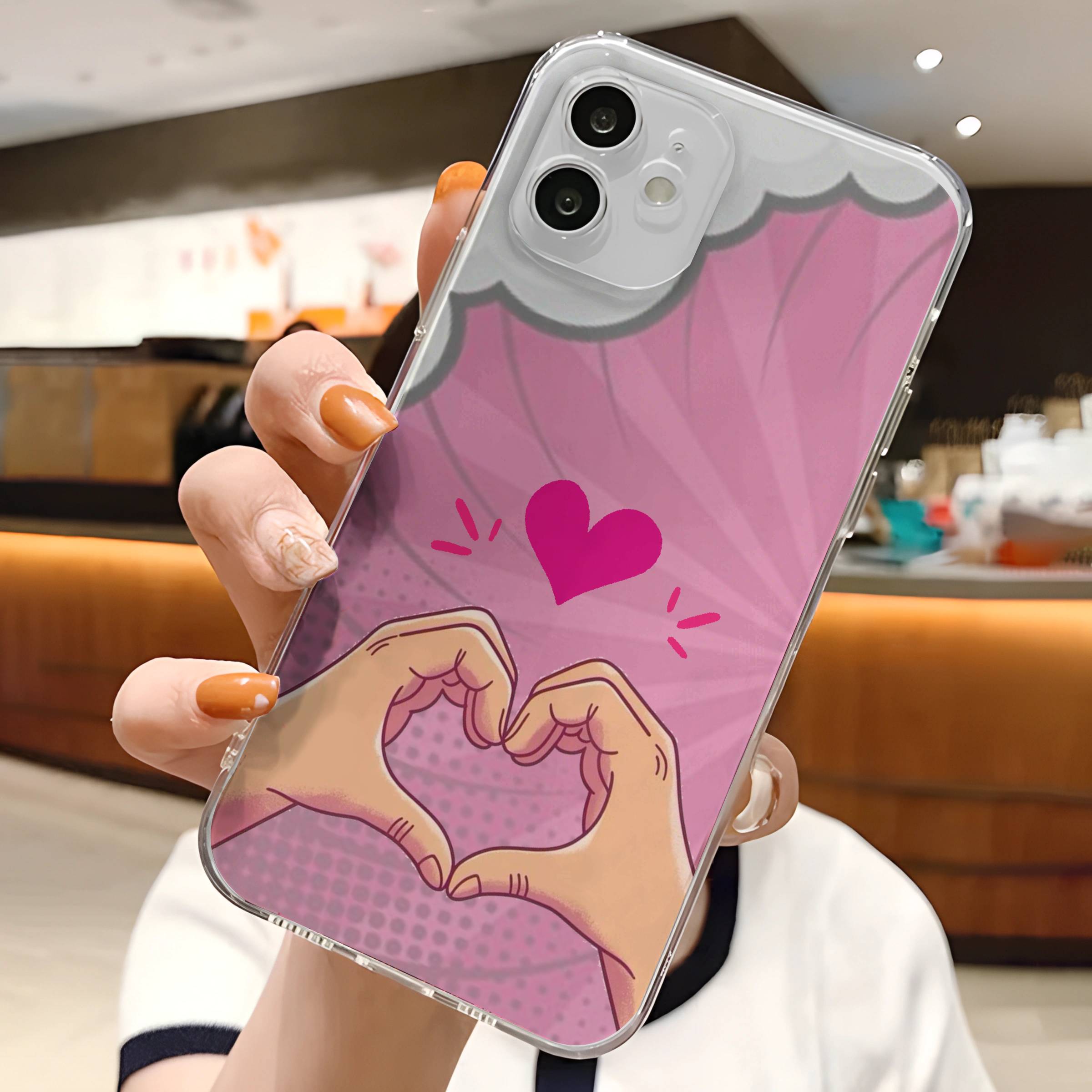 Comic Heart Hands Transparent Mobile Case