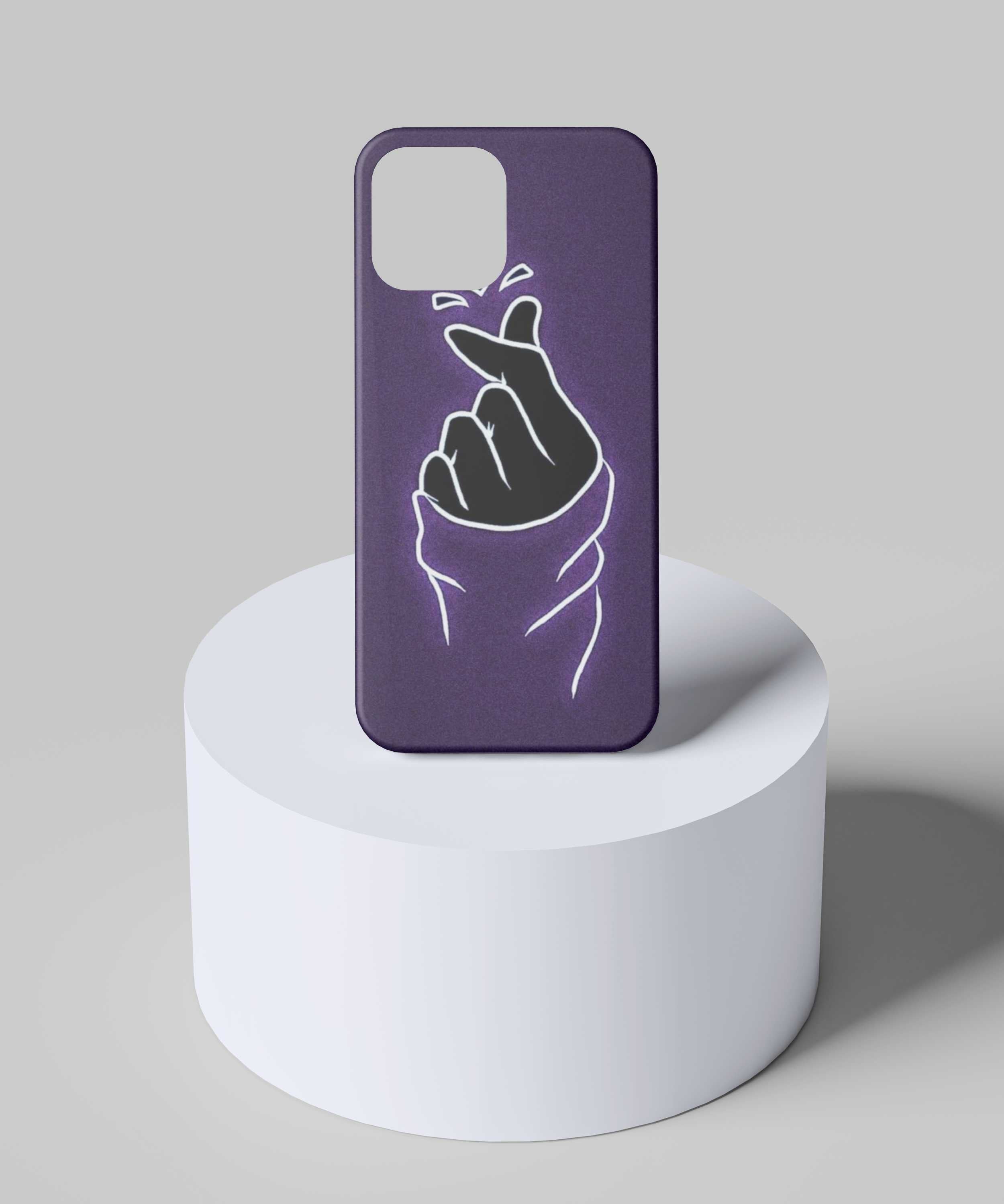Purple Heart & Hand Light Effect Mobile Case - PopCase