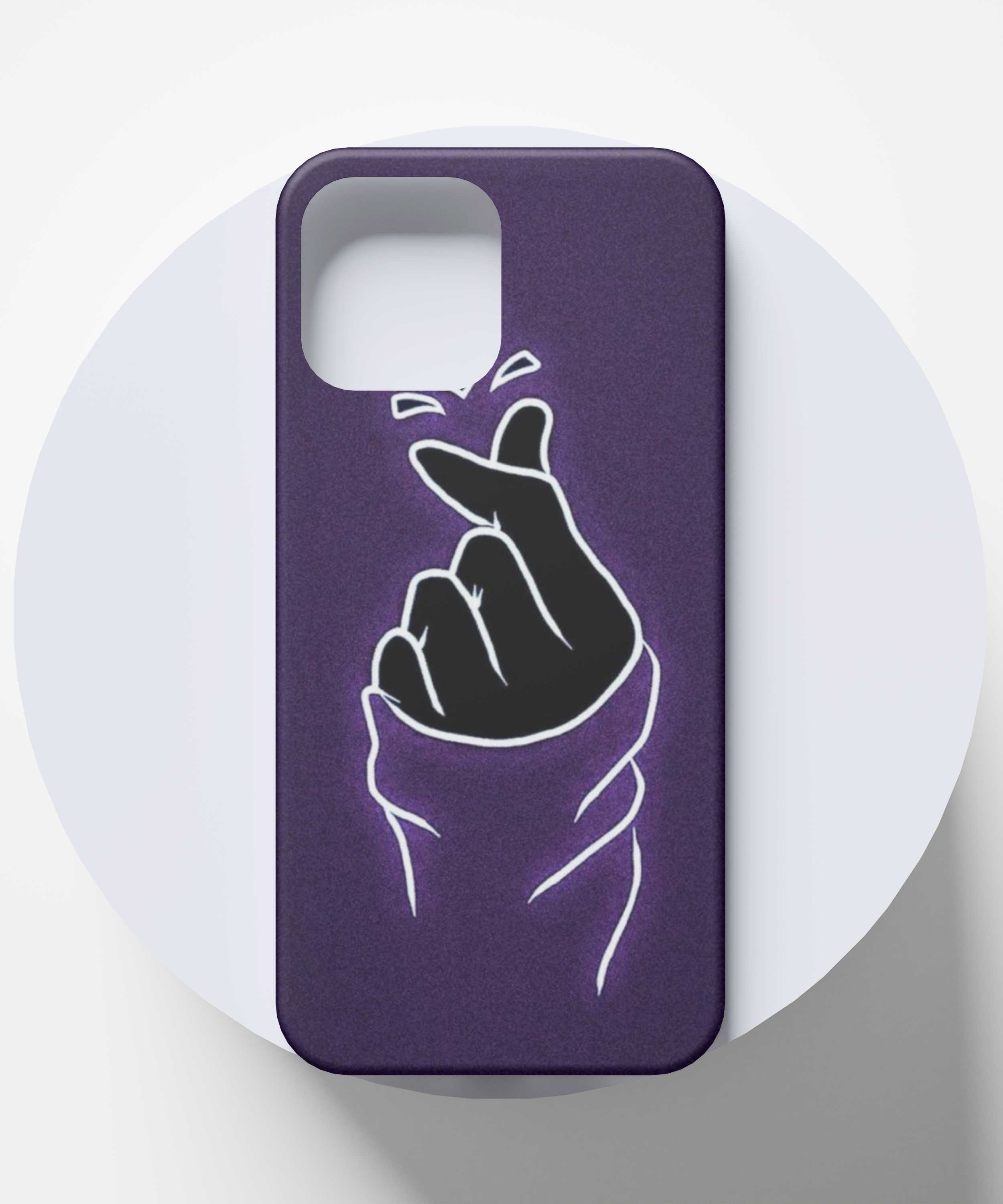 Purple Heart & Hand Light Effect Mobile Case - PopCase