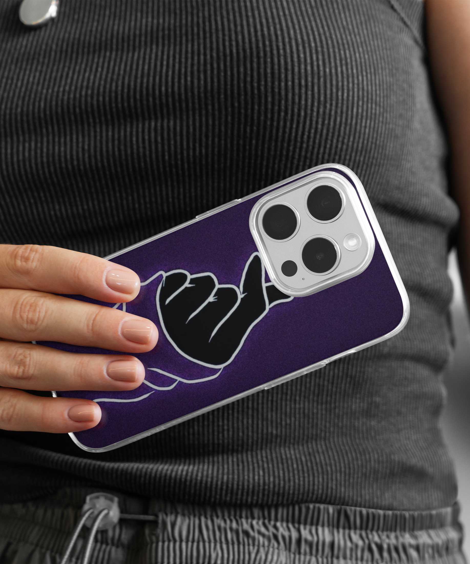 Purple Heart & Hand Light Effect Mobile Case - PopCase