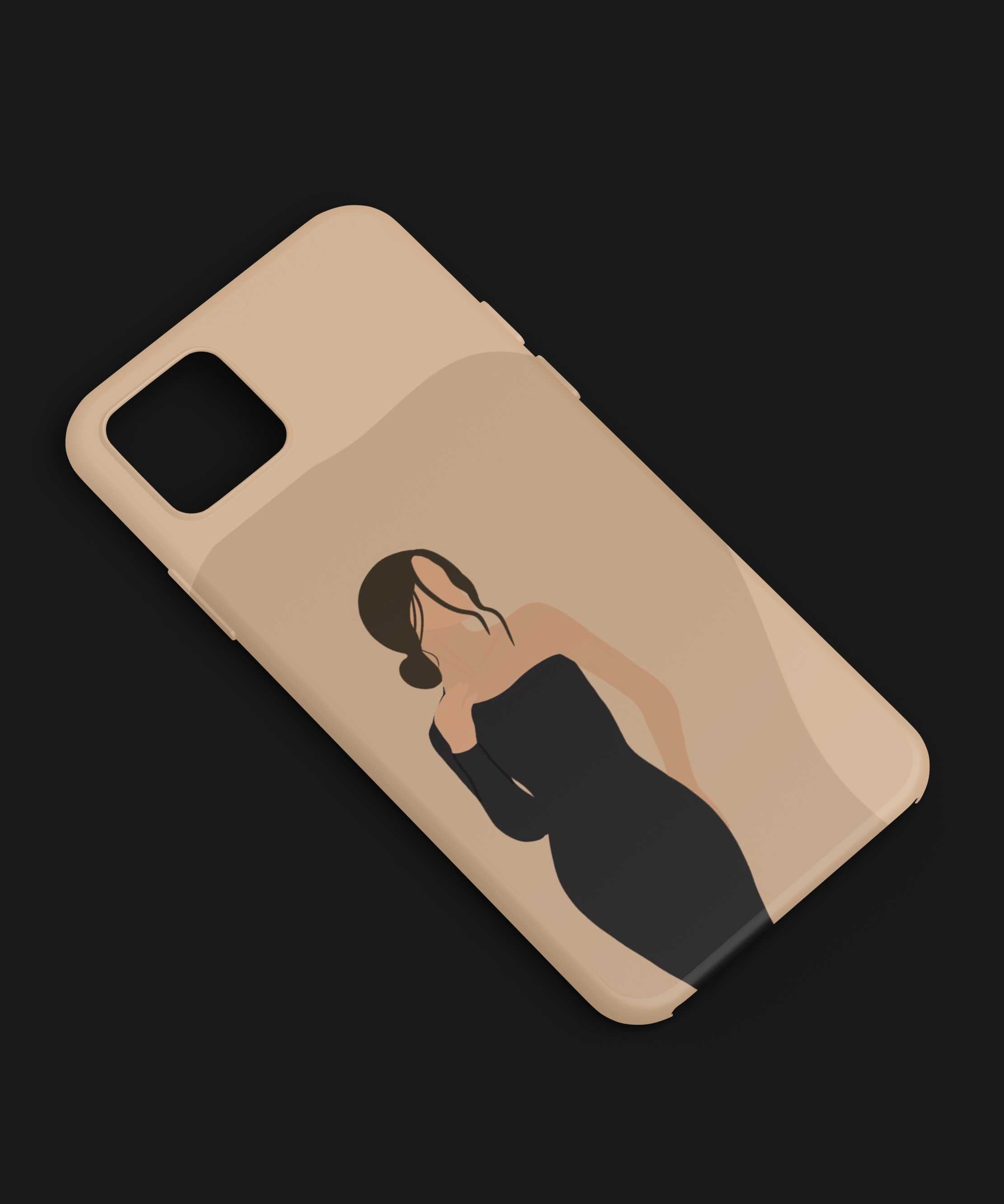 Elegant Black One-Piece Girl Mobile Case - PopCase