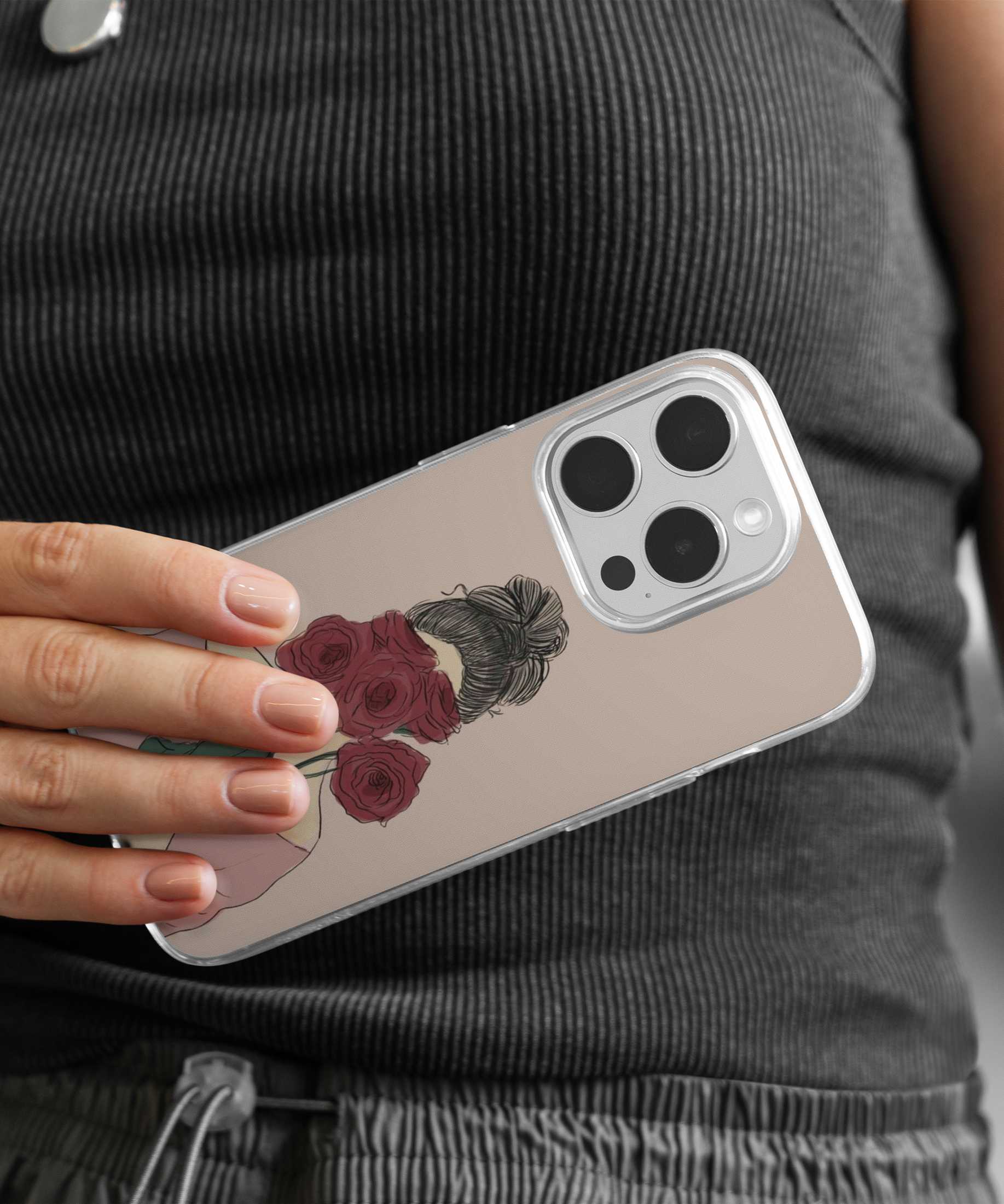 Stunning and Stylish Girl with Rose Case - PopCase