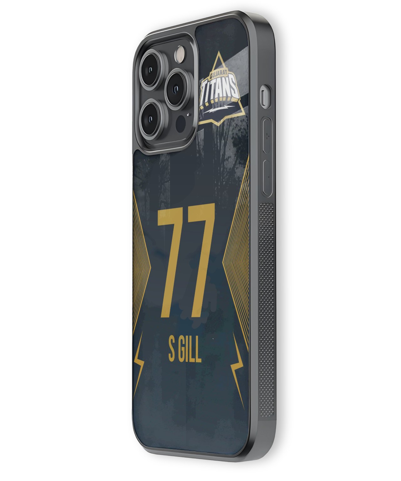 Phone case with number 77 and name S. Gill on a dark background