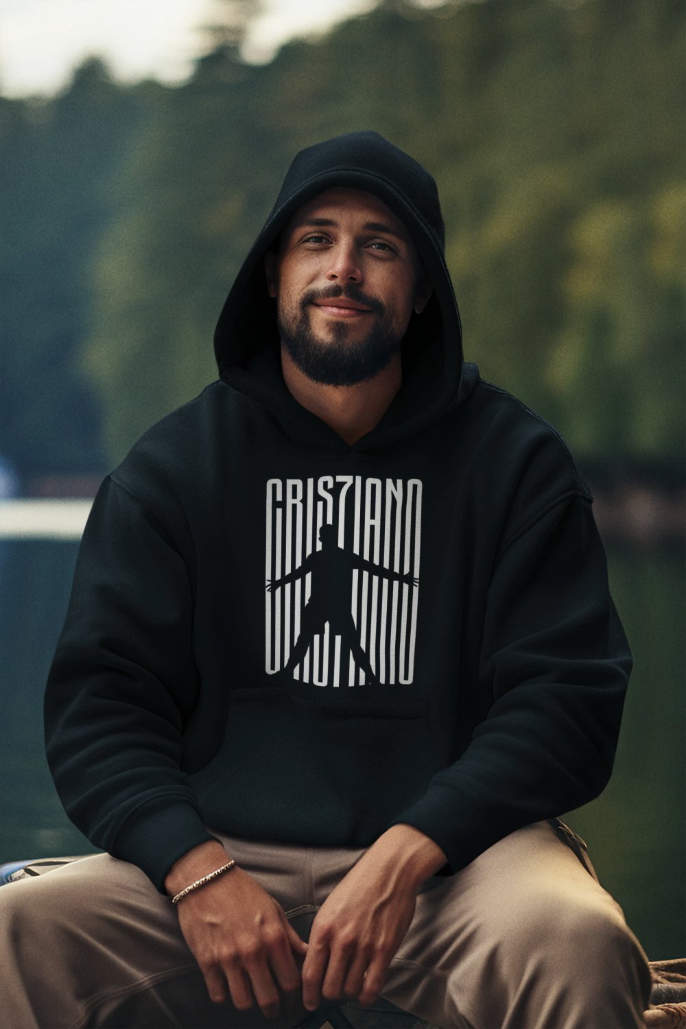 Cristiano Ronaldo Black Oversized Graphic Hoodie | Iconic Style & Comfort