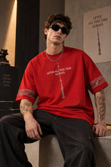 Black Harry Potter oversized tshirt with After All This Time Always Snape quote and Elder Wand HD print and paisley sleeve bands - red
