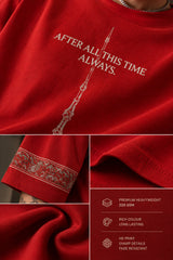 Black Harry Potter oversized tshirt with After All This Time Always Snape quote and Elder Wand HD print and paisley sleeve bands