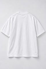 White oversized tshirt with red graffiti Ain't It text on chest and surreal pop art illustration below, drop shoulder boxy fit, men India