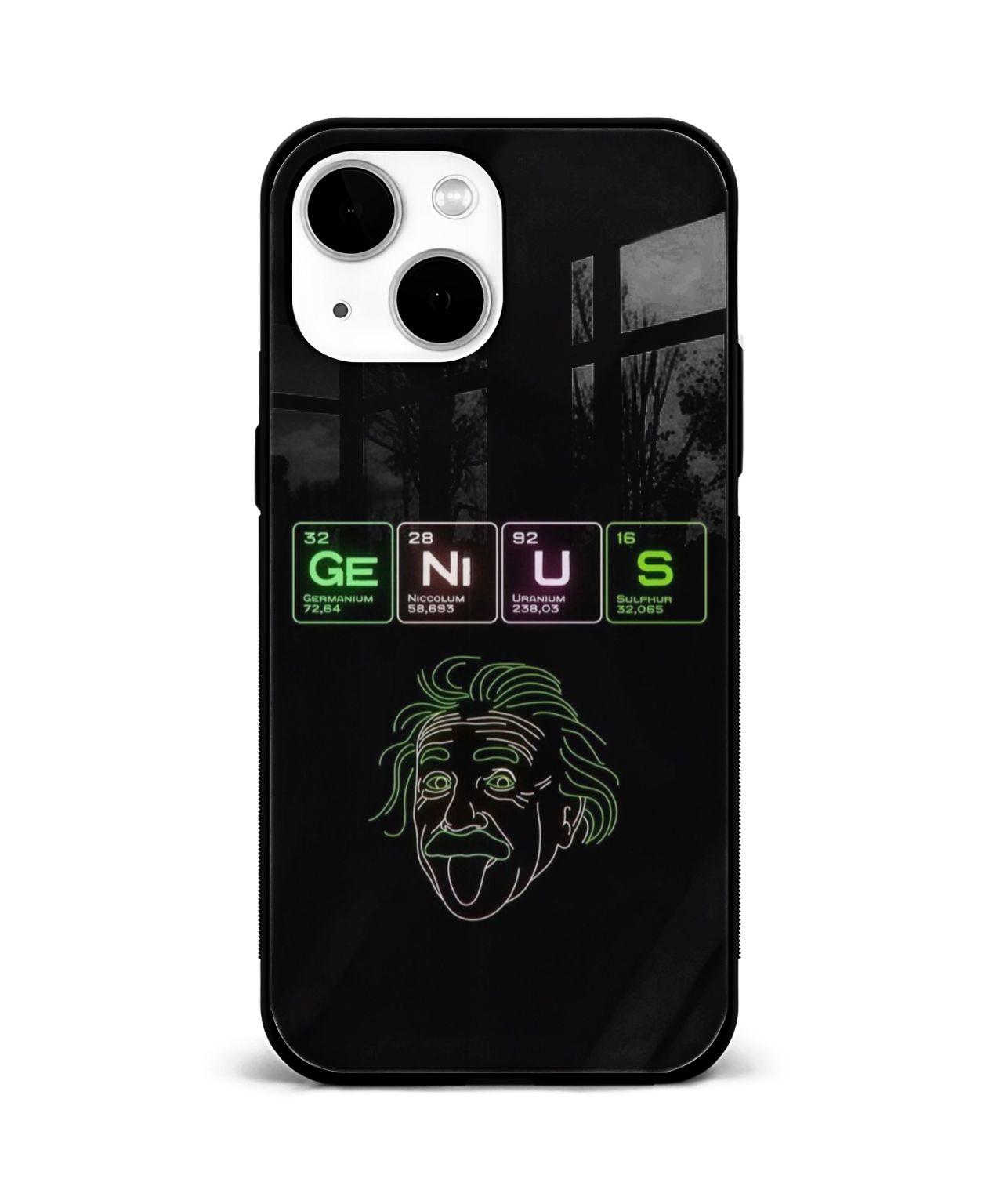 Albert Einstein Genius Element Design Glass/Metal Phone Case 1