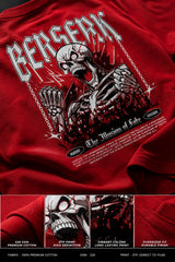 Black oversized t shirt with Berserk gothic chest print screaming skeleton Illusion of Fate anime horror chains back graphic by POPCASE streetwear