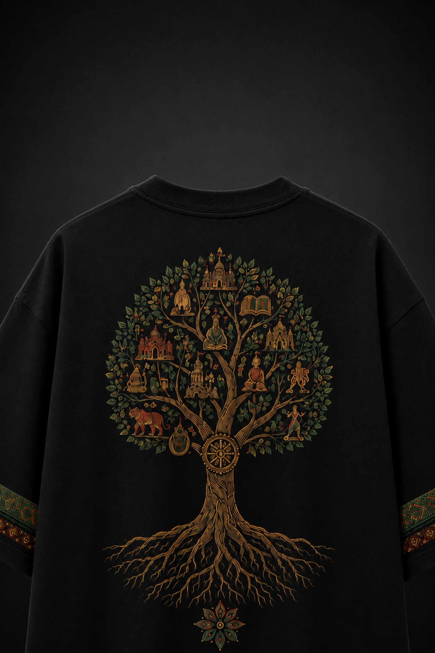 Bharat Oversized T-Shirt – Kalpavriksha Indian Heritage Legacy Tee | Temple, Dharma & Civilisation Art | India Streetwear