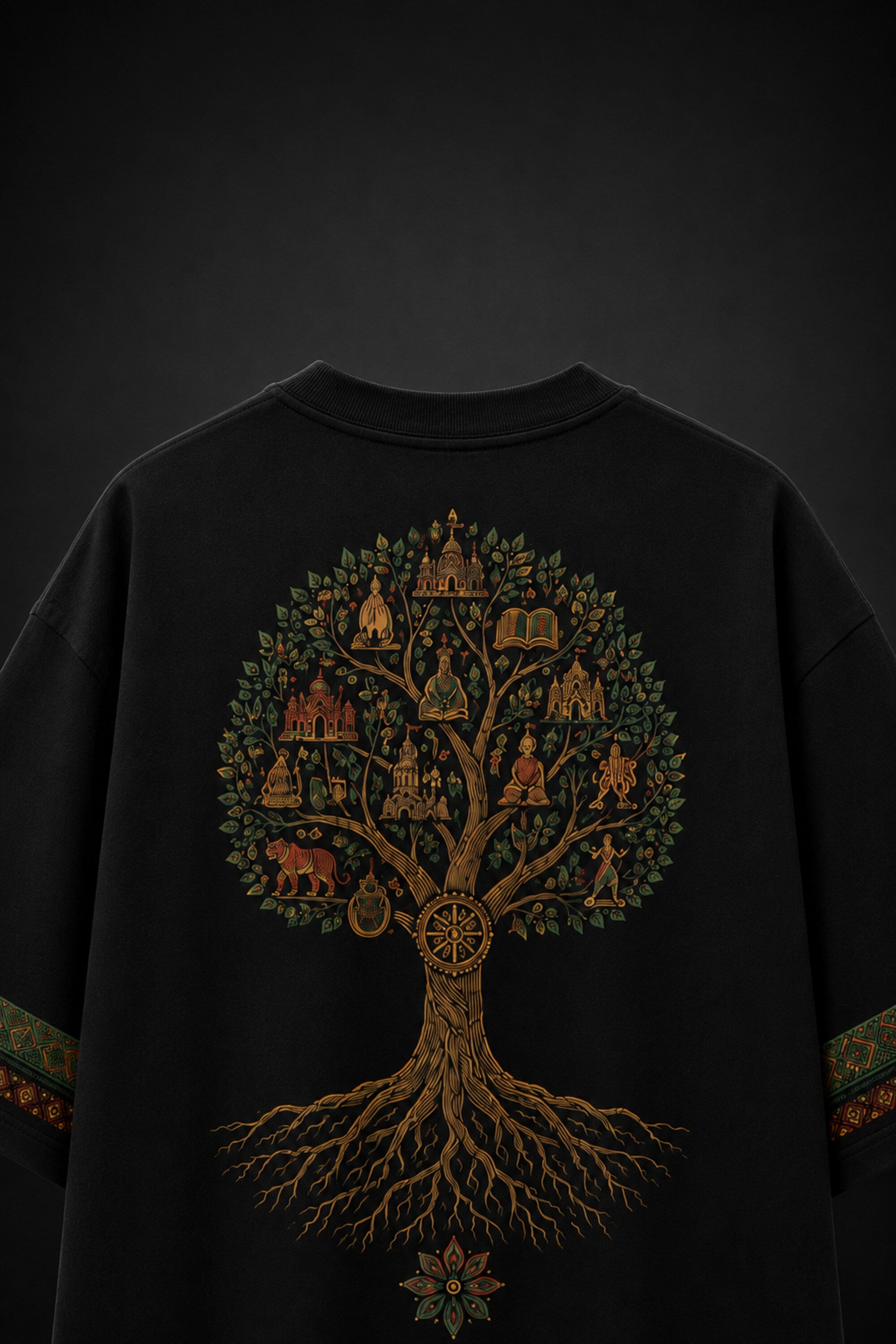 Bharat Oversized T-Shirt – Kalpavriksha Indian Heritage Legacy Tee | Temple, Dharma & Civilisation Art | India Streetwear