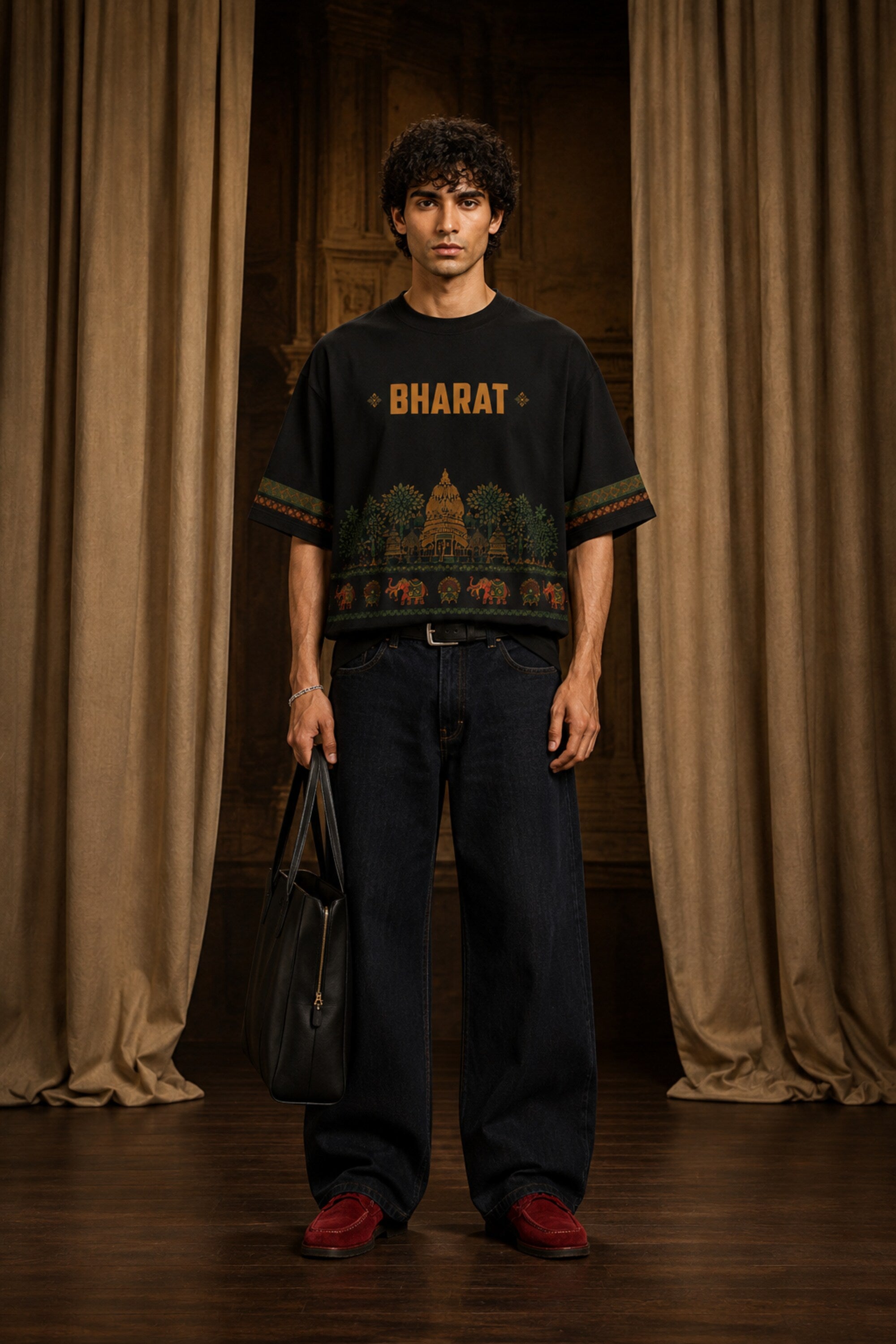 Bharat Oversized T-Shirt – Kalpavriksha Indian Heritage Legacy Tee | Temple, Dharma & Civilisation Art | India Streetwear