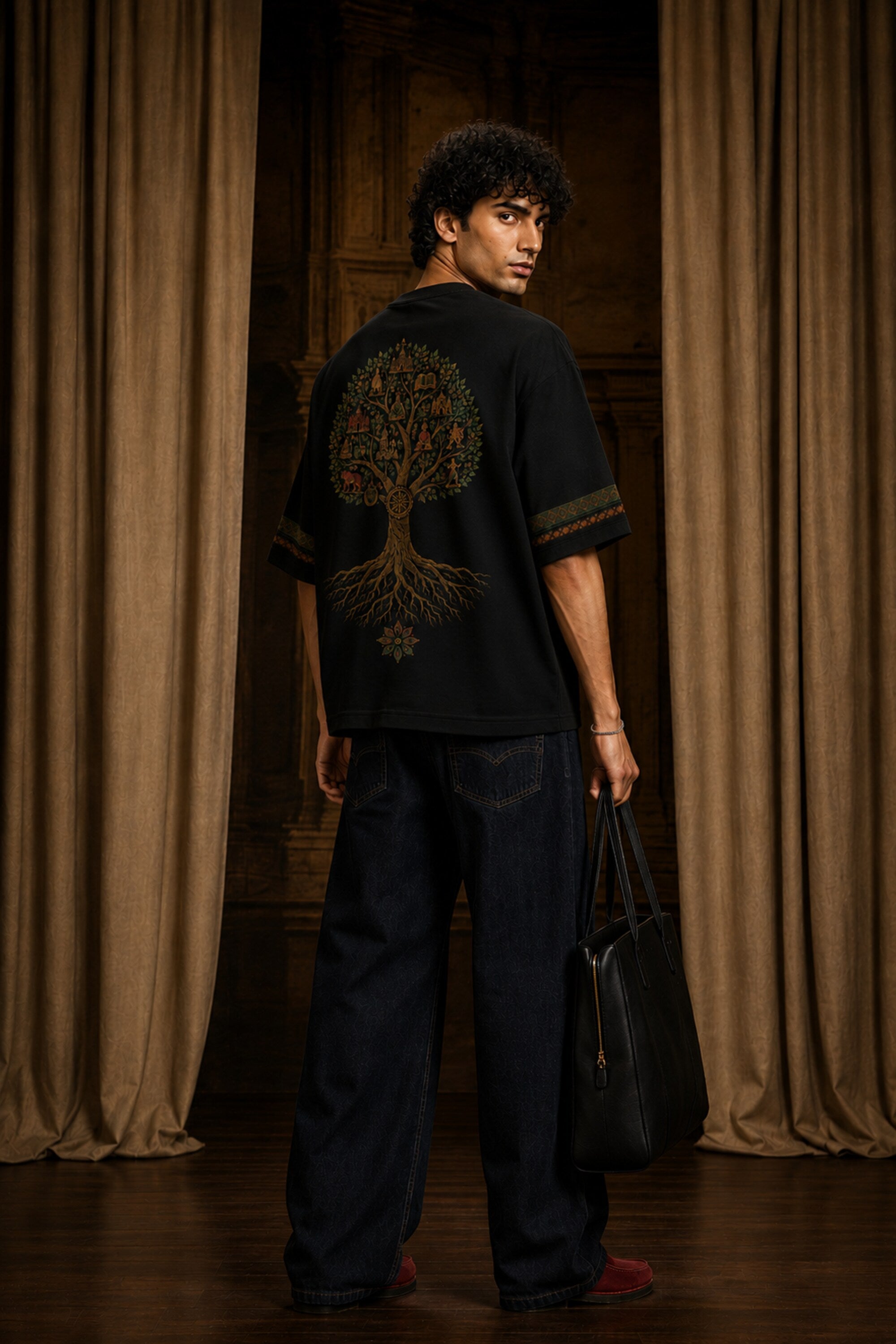 Bharat Oversized T-Shirt – Kalpavriksha Indian Heritage Legacy Tee | Temple, Dharma & Civilisation Art | India Streetwear