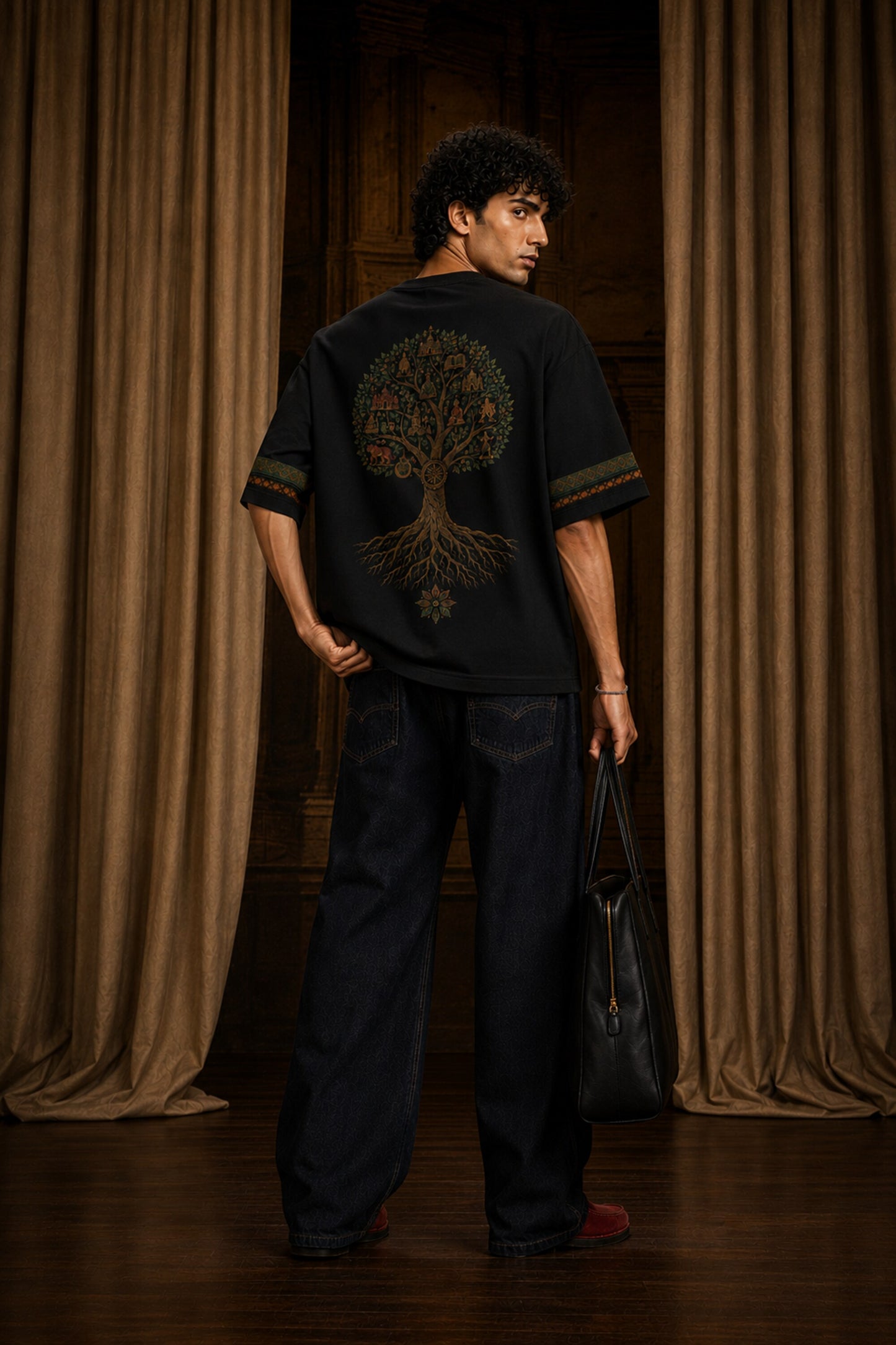 Bharat Oversized T-Shirt – Kalpavriksha Indian Heritage Legacy Tee | Temple, Dharma & Civilisation Art | India Streetwear