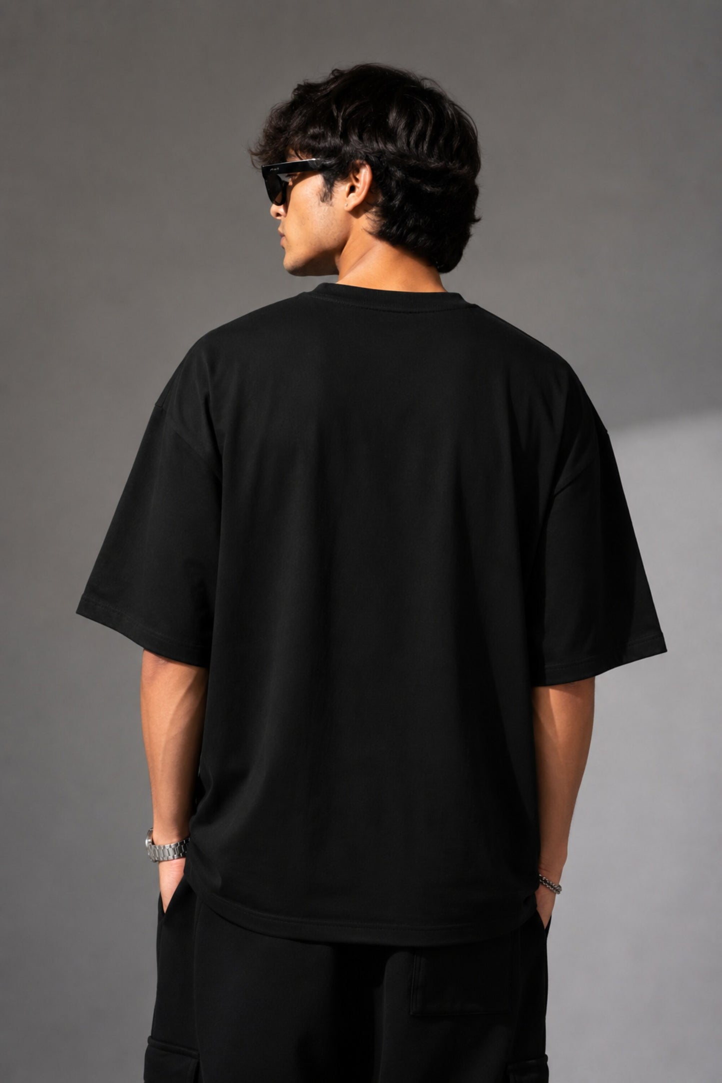 POPCASE black oversized t shirt Hindi Devanagari bho red ladder ke wordplay graphic white text DTF desi streetwear premium cotton tshirt