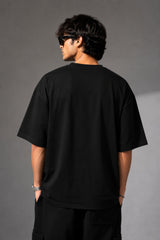 POPCASE black oversized t shirt Hindi Devanagari bho red ladder ke wordplay graphic white text DTF desi streetwear premium cotton tshirt
