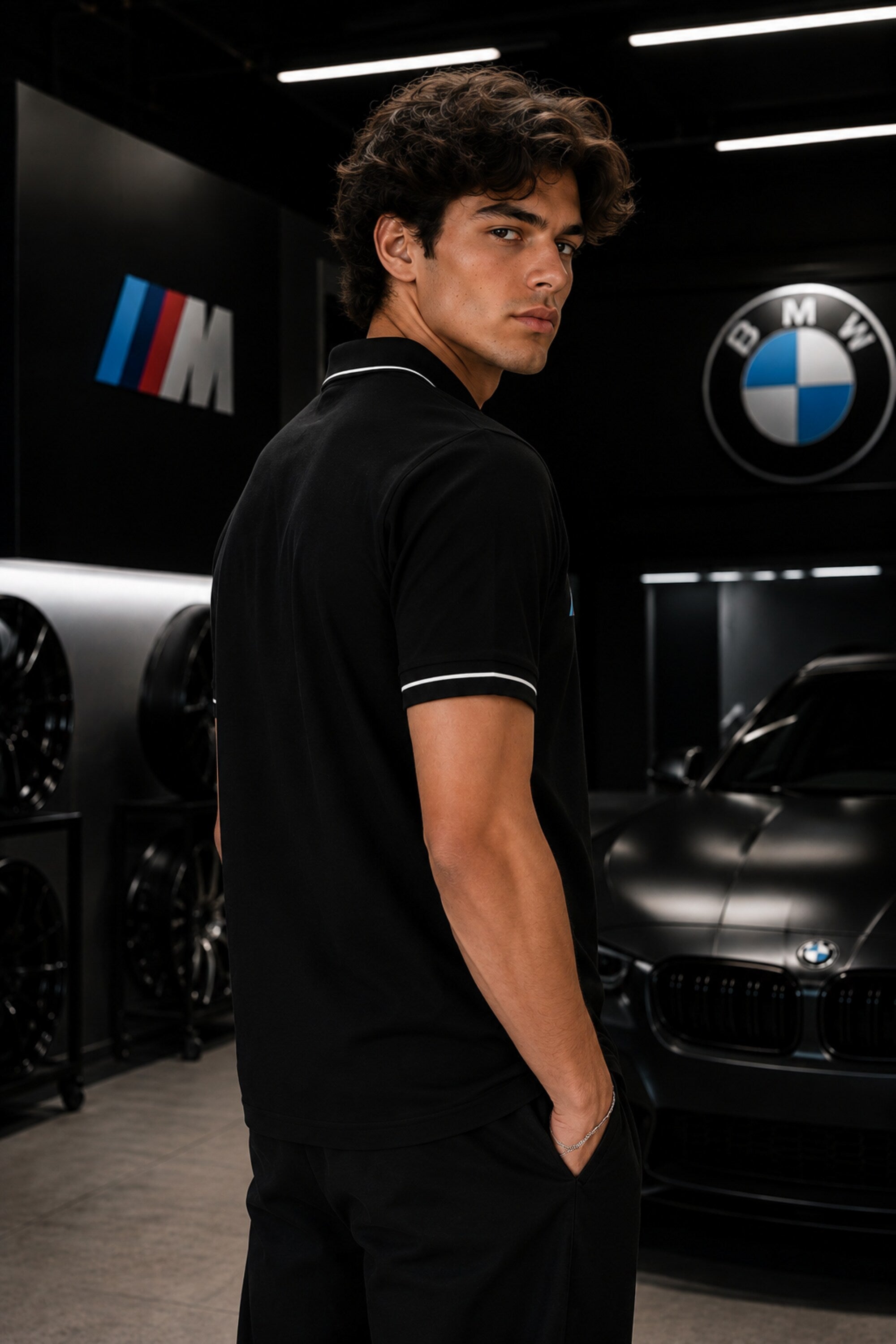 BMW M Series Polo T-Shirt Black Back part
