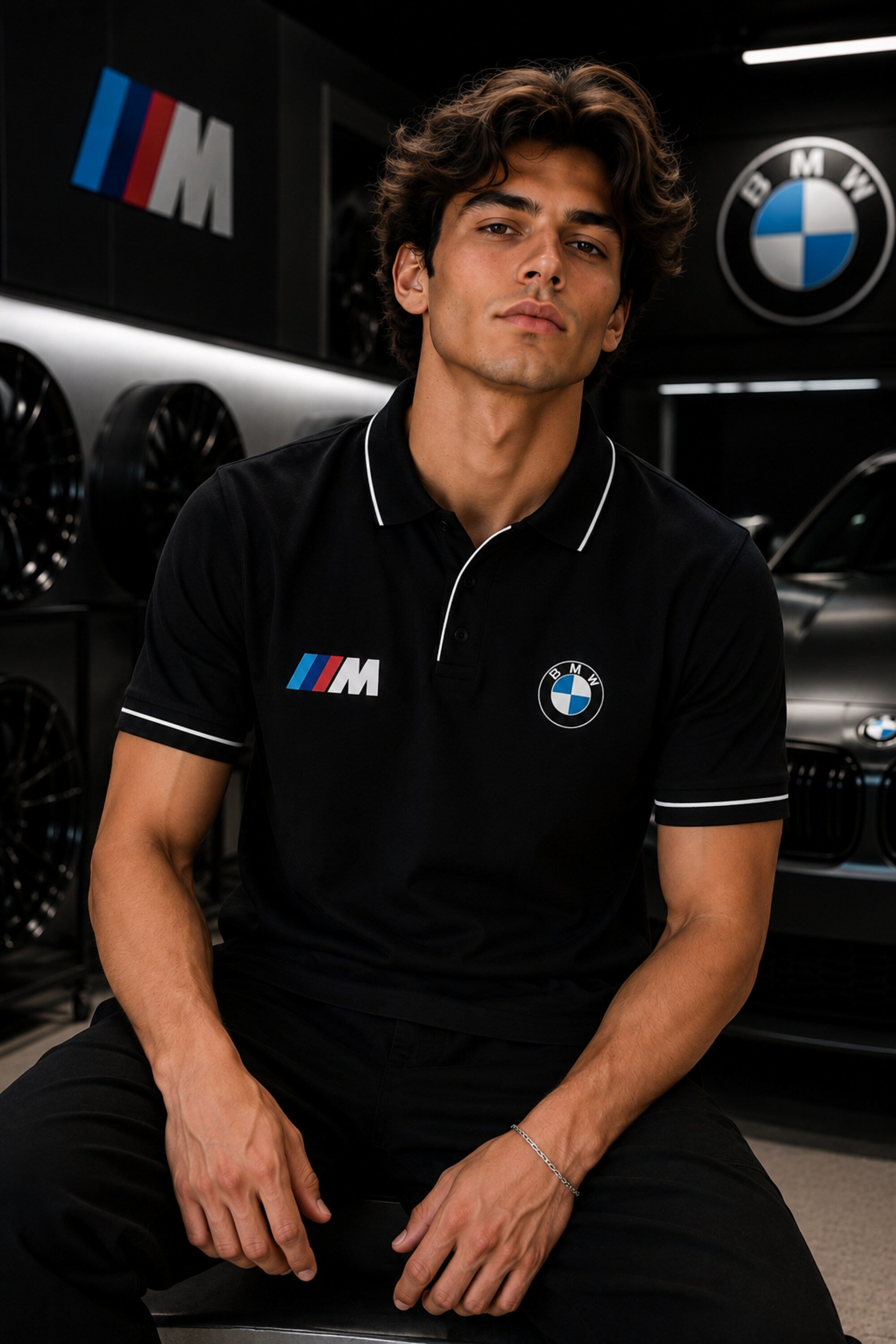 BMW M Series Polo T-Shirt Black Back part 4