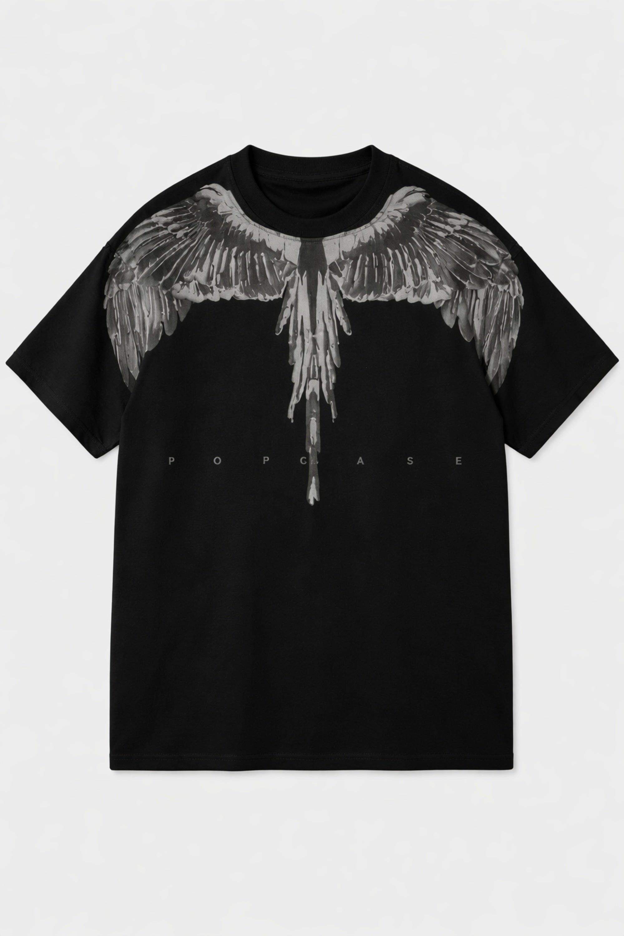 PopCase Black Spirit Wings tshirt size chart India – XS S M L XL XXL unisex oversized drop-shoulder fit