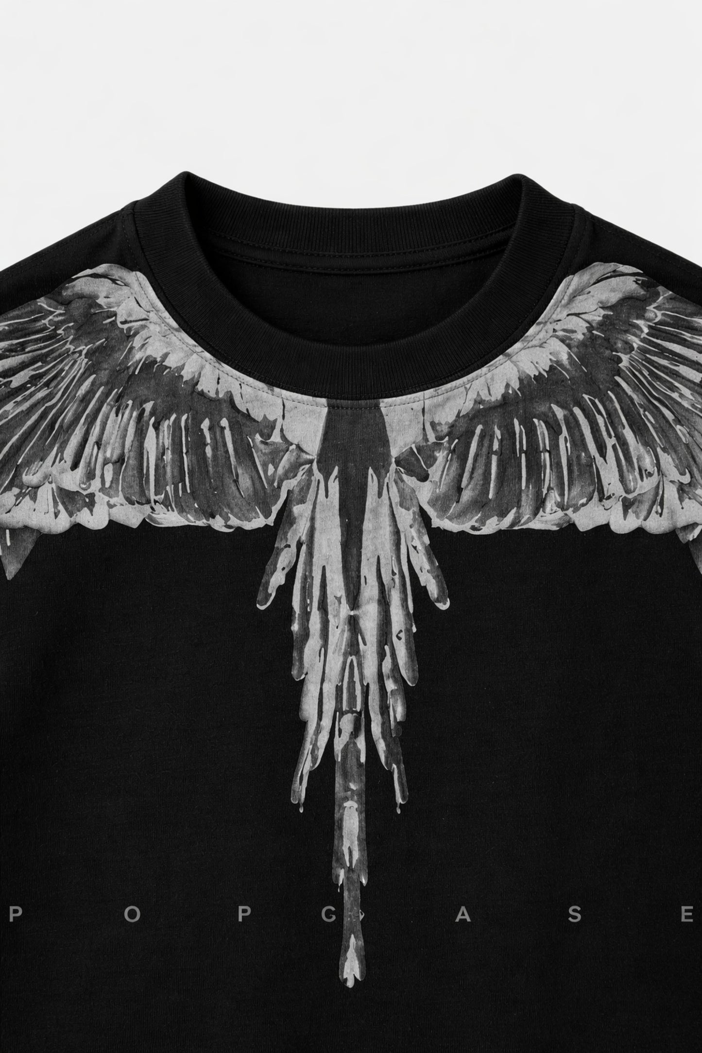 240 GSM premium cotton fabric texture – Black Spirit Wings oversized tshirt India – PopCase