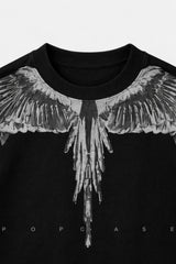 240 GSM premium cotton fabric texture – Black Spirit Wings oversized tshirt India – PopCase